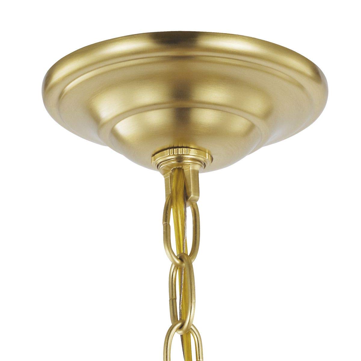 Equinox Collection 4-Light Satin Brass Pendant Light Fixture - Modern Traditional Sphere Chandelier for Dining Room, Kitchen Island, Foyer & Bedroom Lighting