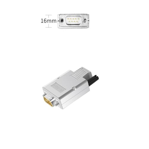 DB9 Male Solderless Shielded Metal Hood RS232 D-SUB Serial Adapter - Breakout Connector for Industrial Automation, CCTV & Computer Networking