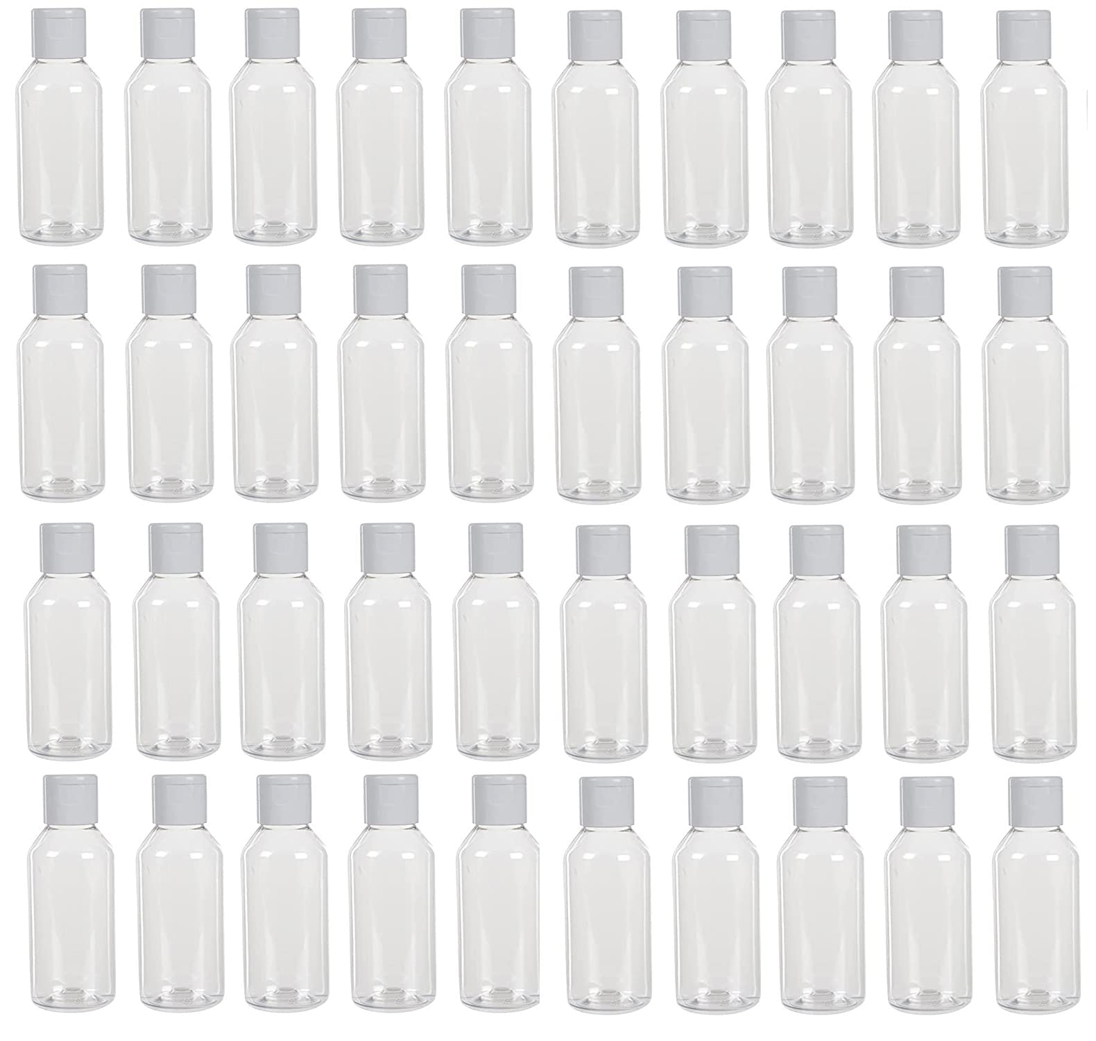 Refillable Round Plastic Bottles with Flip Top Caps - 100ml (40 Pcs) - White Empty Containers for Cream, Lotion, Oil - Perfect for DIY Skincare, Travel Toiletries & Home Organization