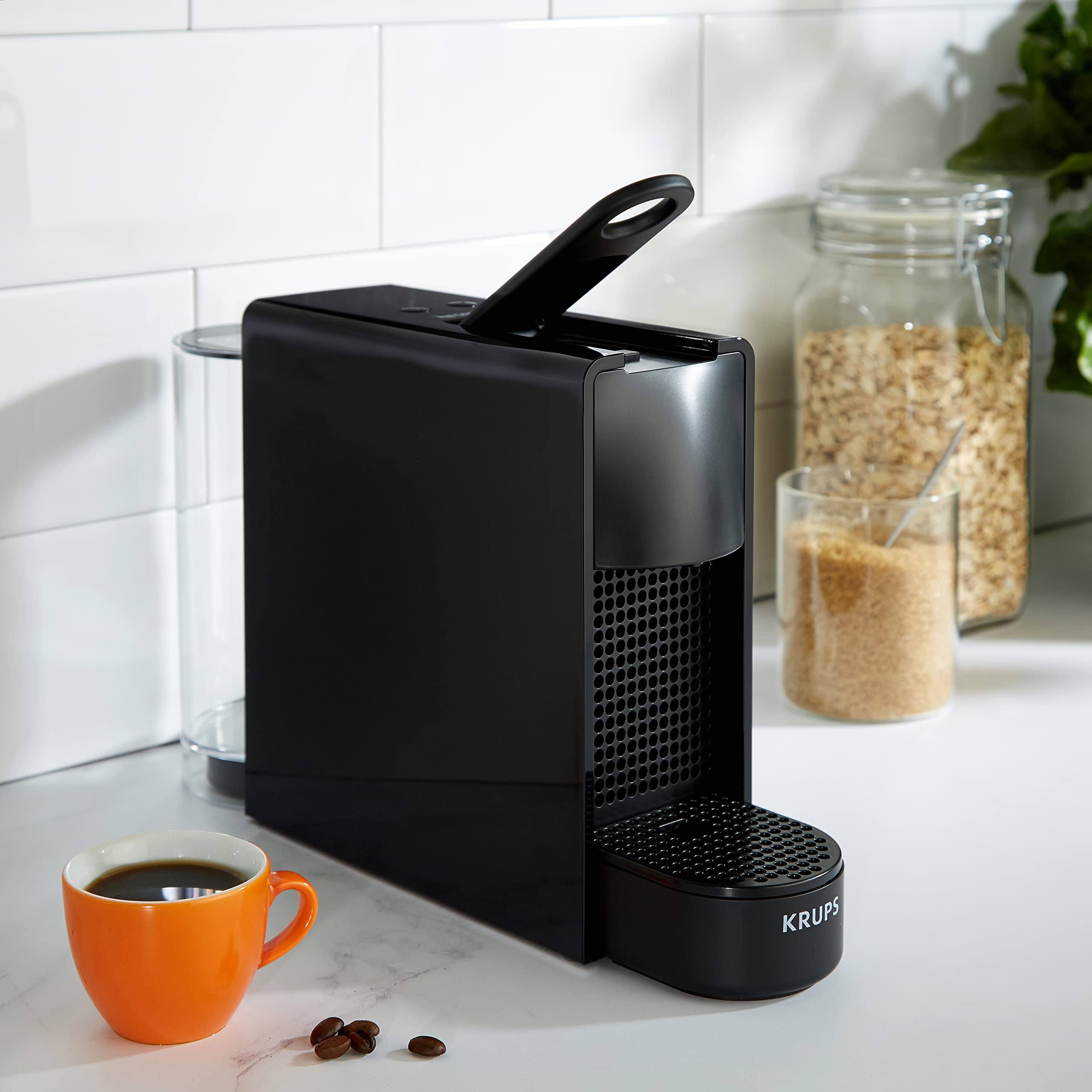 Krups Nespresso Essenza XN110840 Mini Coffee Machine - Compact & Fast, Piano Black - Perfect for Home, Office, or Small Spaces