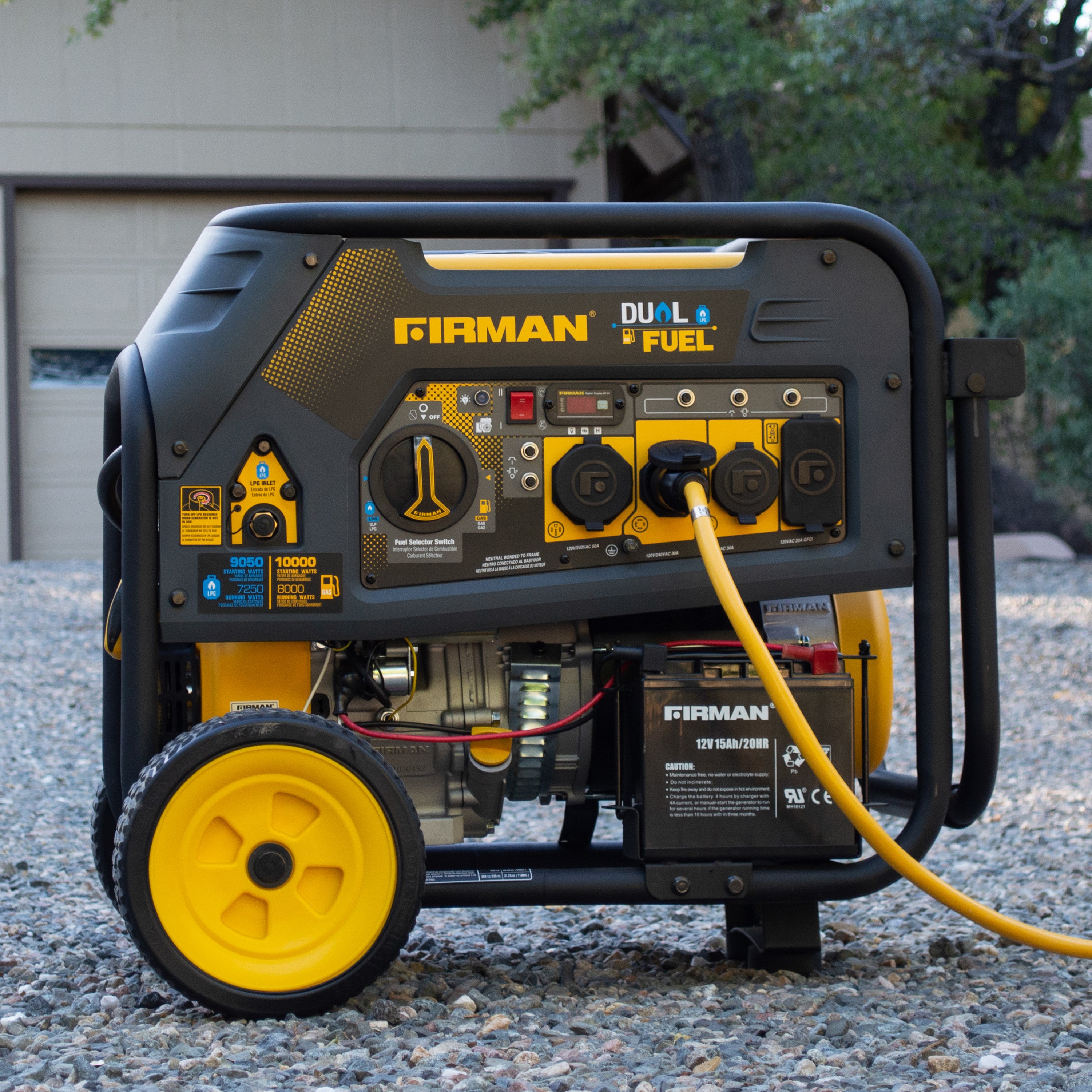 8000W Dual Fuel Portable Generator with Electric Start - 120V/240V Output for Camping, RV Trips & Emergency Power Backup