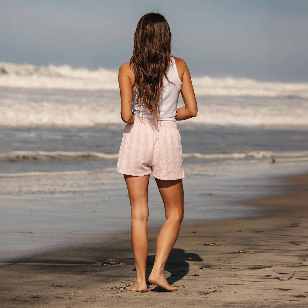 Stylish Cabana Shorts for Women - Soft Pink Kiss Color | Perfect for Beach, Pool, and Summer Vacations