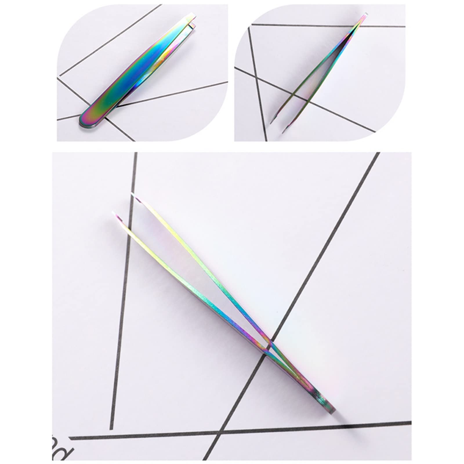Premium Stainless Steel Lash & Eyebrow Tweezers Set - Slanted Tip, Flat Comb, False Eyelash Applicator with Storage Case (6 Colors) - Perfect for Salon Professionals & DIY Makeup at Home