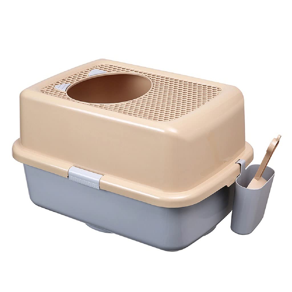 Enclosed Cat Litter Box with Deodorizer - Large Top-Entry Design, Splash-Proof & Odor Control for Multiple Cats | Perfect for Small Apartments & Pet-Friendly Homes (Color: Dark Gray)