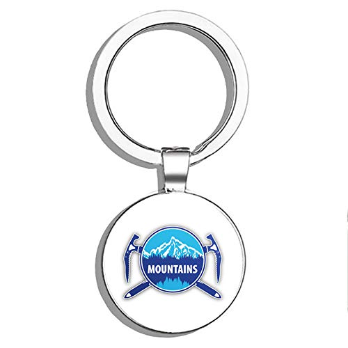 Double Sided Stainless Steel Keychain with Mountains Emblem - Durable Key Ring Holder & Car Key Finder for Outdoor Adventures and Daily Use
