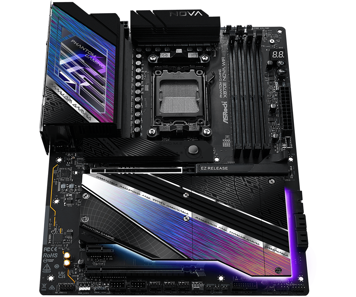 ASRock X870E Nova WiFi ATX Motherboard - AMD AM5 Socket, DDR5, PCIe 5.0, WiFi 6E, 2.5G LAN - Perfect for Gaming PC Builds & High-Performance Workstations