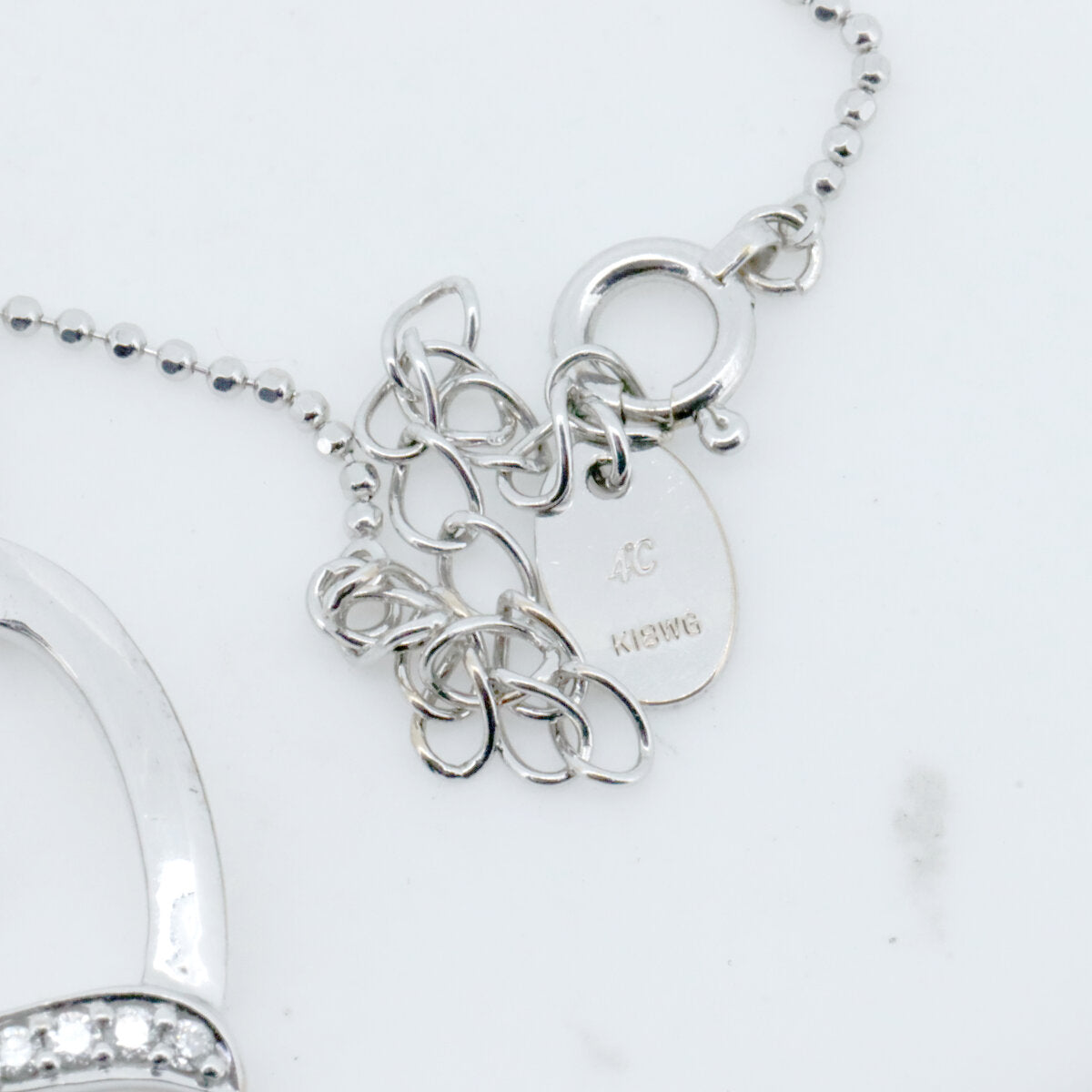4℃ Heart Motif 18K White Gold Diamond Pendant Necklace for Women - Perfect for Valentine's Day, Anniversary & Romantic Gifts