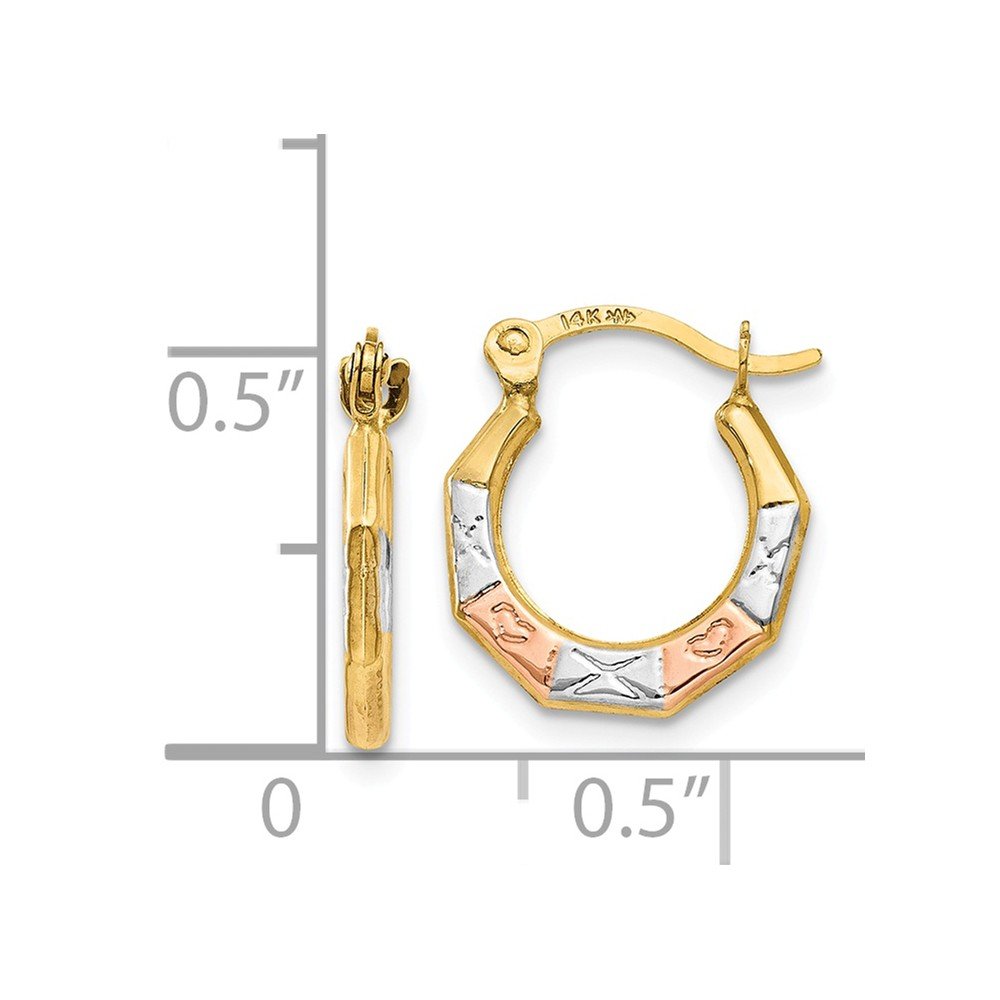 14K Yellow Gold & White Rose Rhodium Hoop Earrings for Women - Elegant Dangle Hoops for Everyday Wear, Parties & Special Occasions