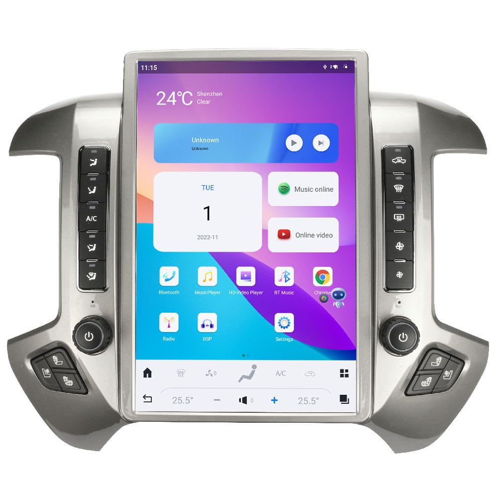14.4 Inch Android Car Stereo for Chevrolet Silverado GMC Sierra 2014-2019 | OEM Replacement Head Unit with GPS Navigation | Multimedia Player for Road Trips & Daily Commute