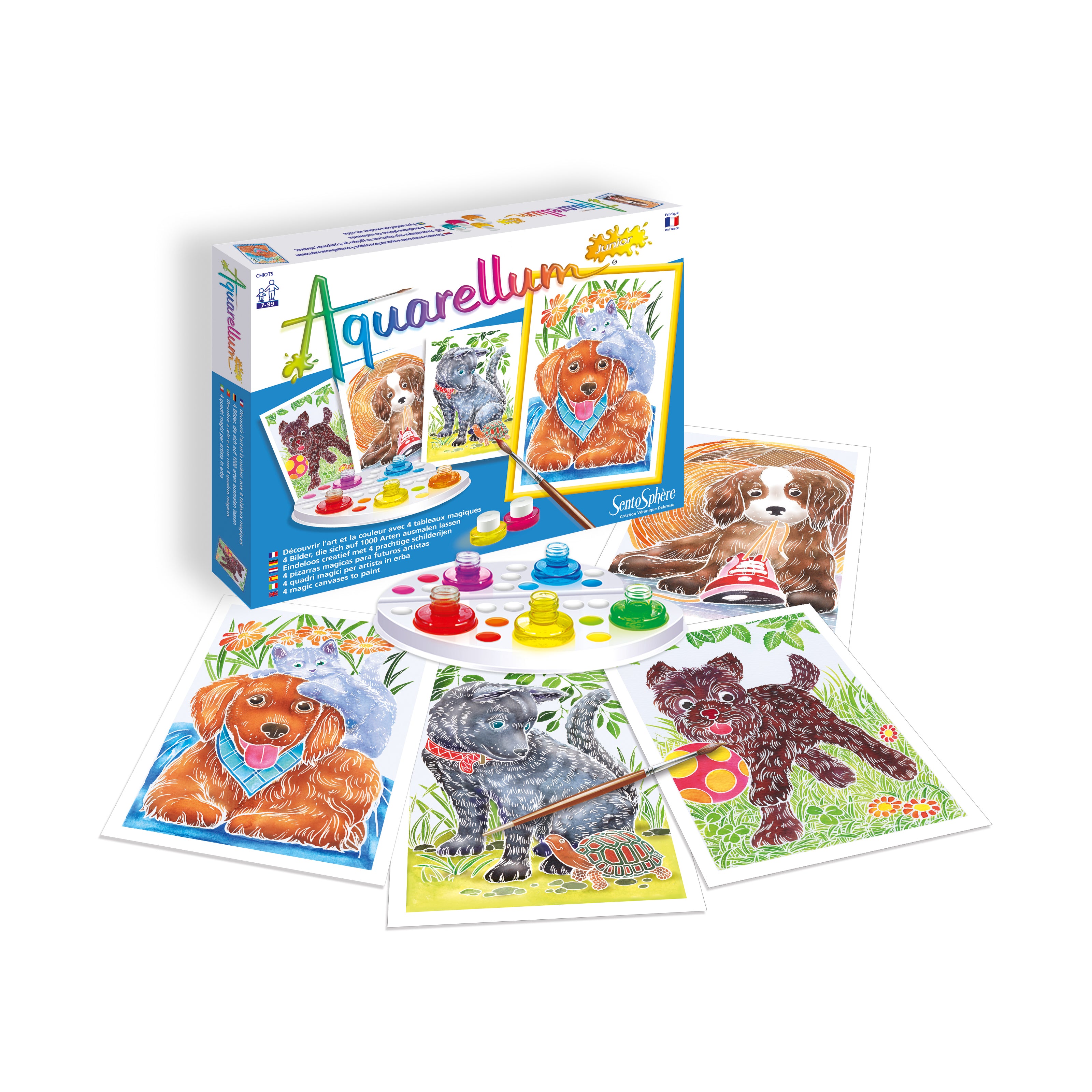Aquarellum Junior Sweet Dogs Watercolor Painting Kit for Kids - Fun & Easy DIY Art Activity, Creative Gift for Children's Birthday & Holiday Crafts