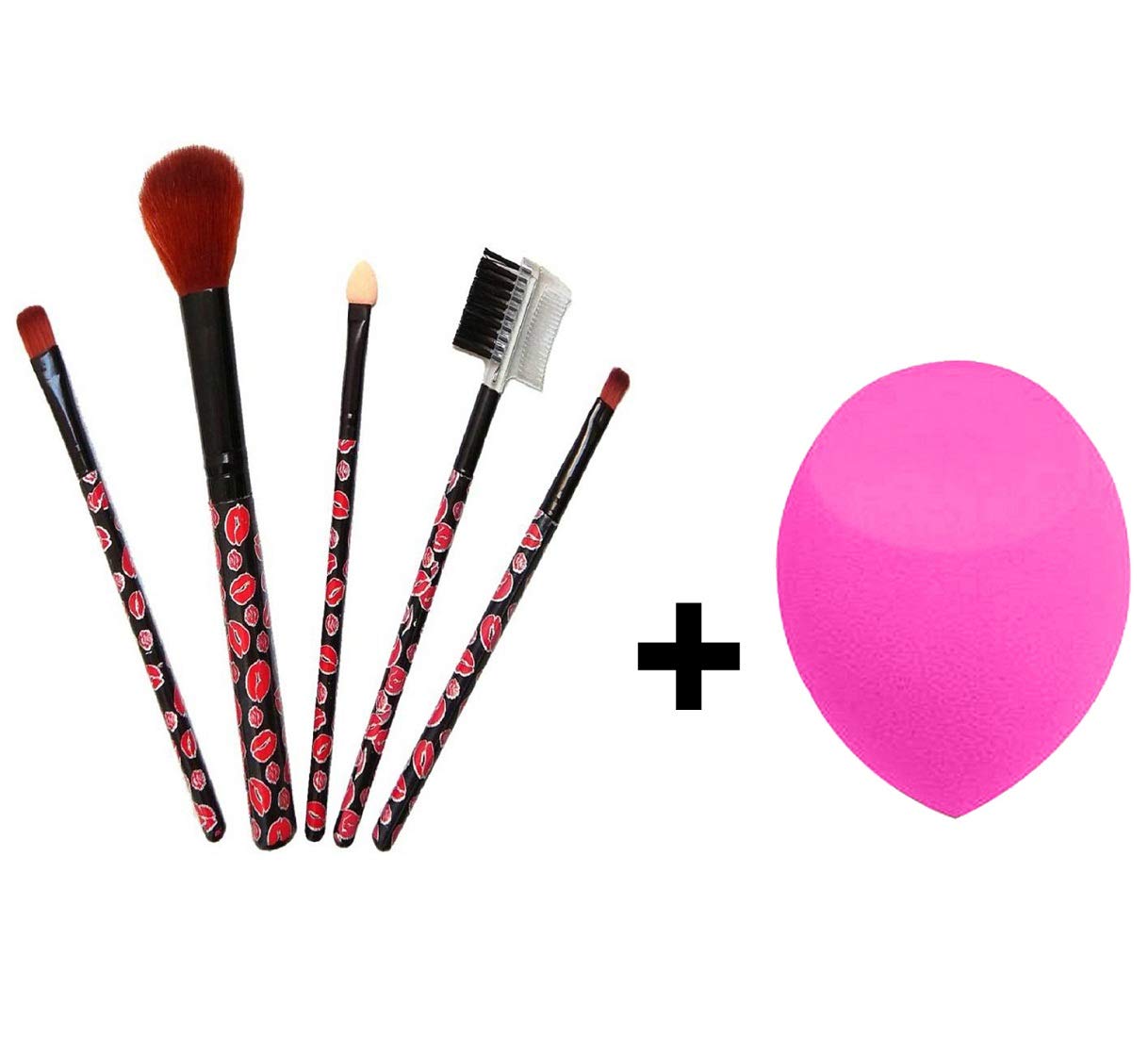 Professional 5-Piece Makeup Brush Set with Puff Sponge - SULTAN Accessories for Flawless Foundation, Contouring & Blending | Perfect for Home & Travel Makeup Kits