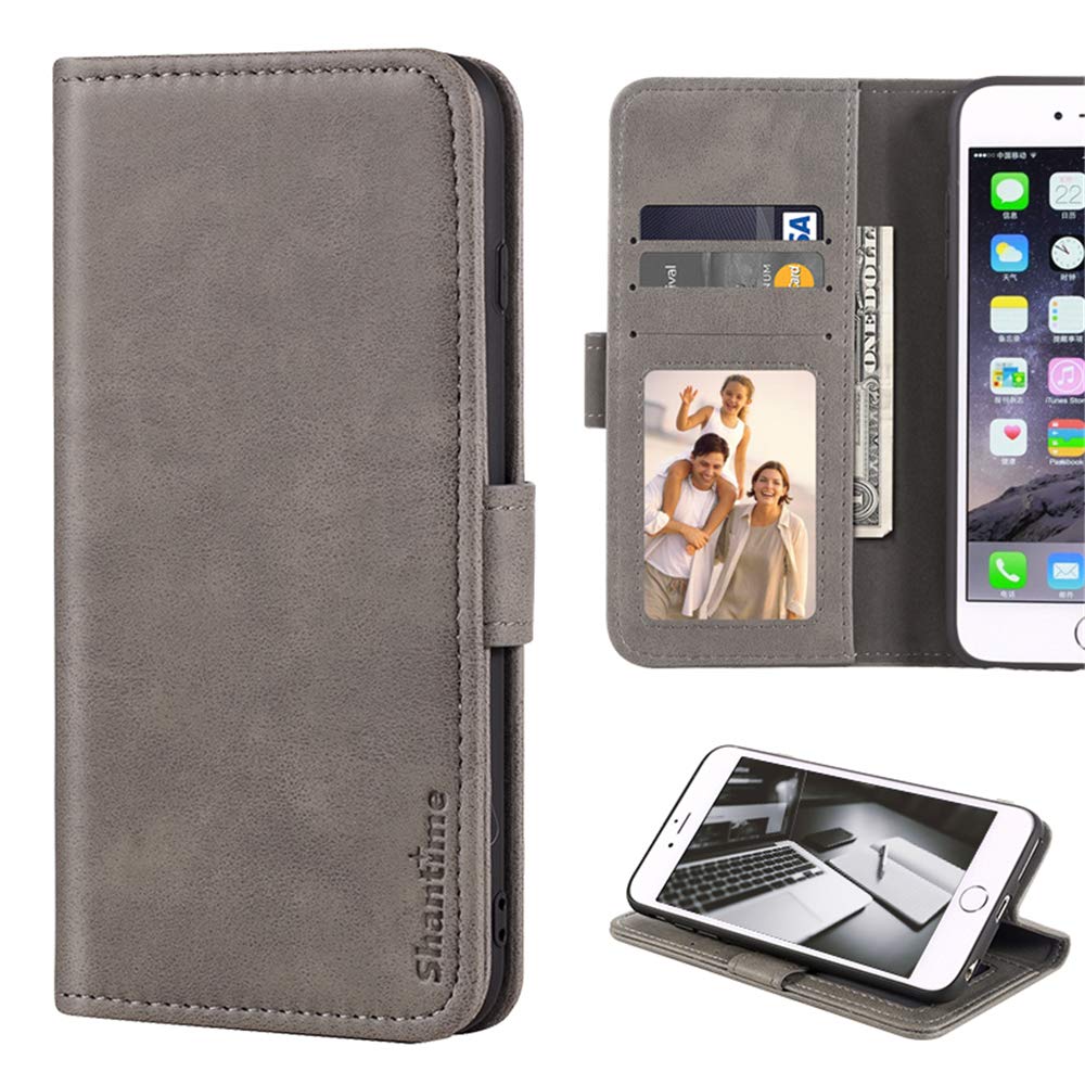 Premium Leather Wallet Case for Vivo Y20/Y20i - Slim Flip Cover with Card Slots & Magnetic Closure | Soft TPU Back | Grey | Perfect for Business & Travel Use
