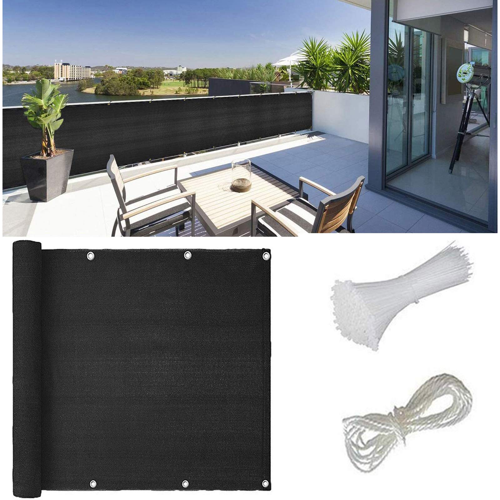 3x16ft Sunblock Shade Cloth Roll with Grommets - UV Resistant Privacy Screen & Windscreen Cover for Outdoor Use - Perfect for Patio, Backyard, Garden, Carport, and Pool Area Protection