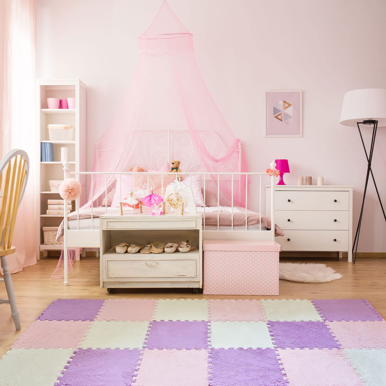 Amylove 36-Piece Plush Foam Play Mat - Soft Interlocking Floor Tiles for Kids Playroom & Nursery (12x12 Inch)