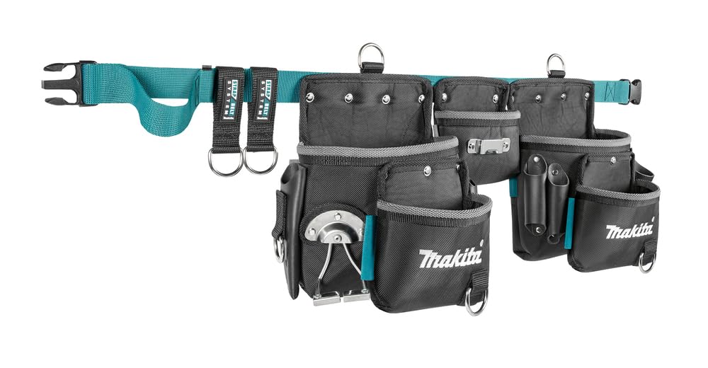 Makita E-15229 Professional 3-Pouch Tool Belt Set for Carpenters & Construction Workers - Durable Work Belt with Hammer Loop & Utility Pockets for Tools Organization on Job Sites