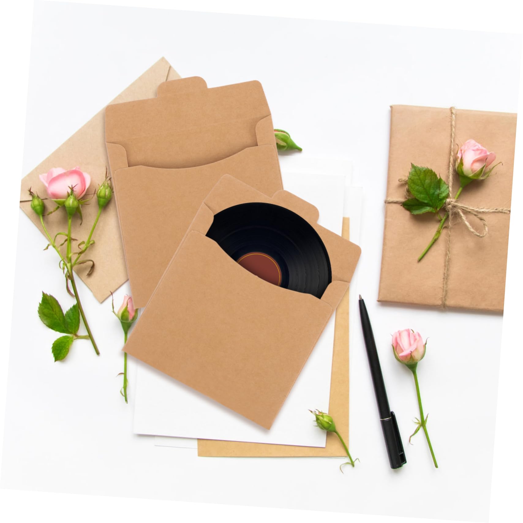 OSALADI 100 Pcs CD Packaging Bags - Blank Cardboard Storage Cases & Kraft Paper Sleeves for CD/DVD Protection - Perfect for Music Collections, Data Backup, and Media Organization