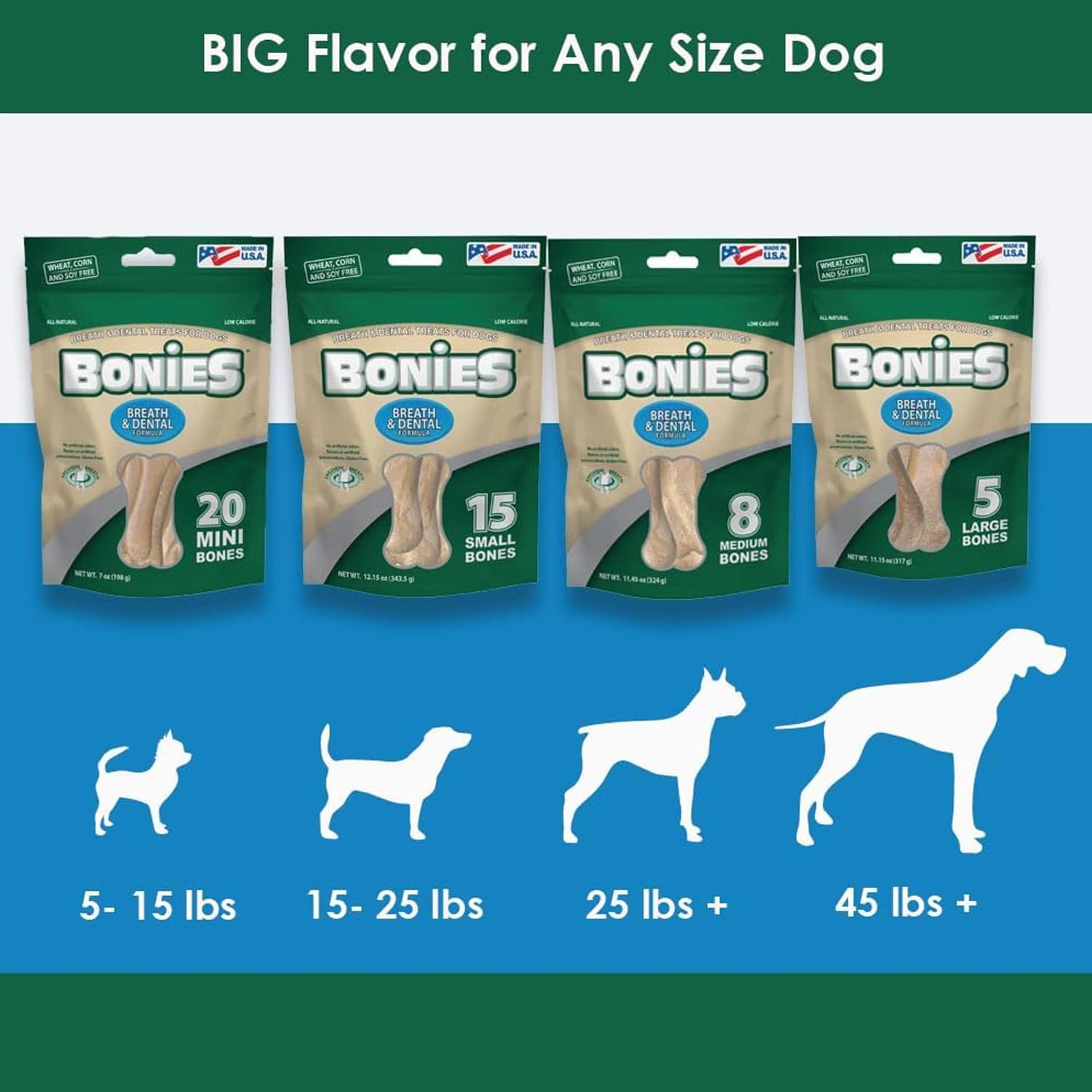 Bonies Natural Breath and Dental Formula Large-Sized Single Bone - All-Natural Ingredients for Fresh Breath & Teeth Cleaning | Low-Calorie Chicken Flavor Dog Treat | Perfect for Dental Care & Chewing Fun at Home or Travel