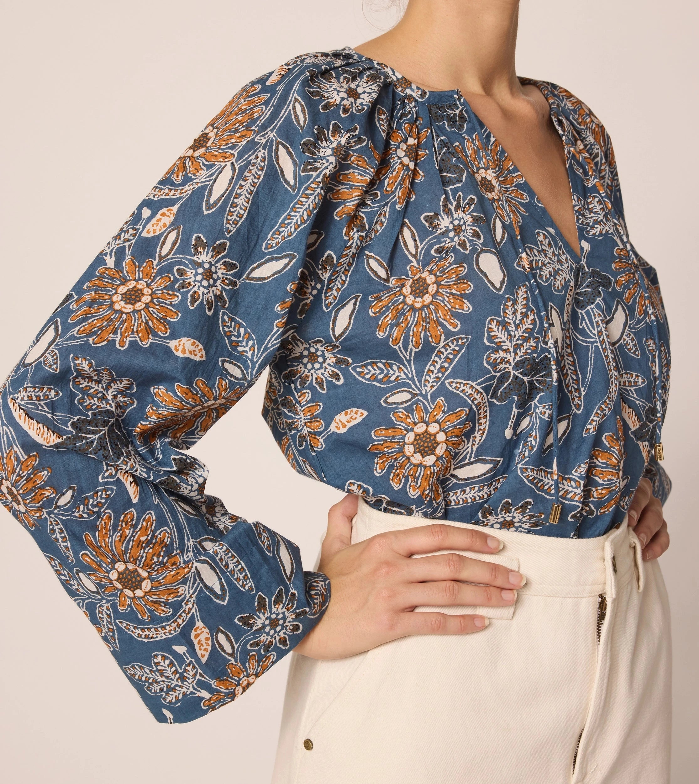 Allison Women's Blouse - Floral Magnolia Print Tops for Casual Wear & Office Outfits | Elegant & Comfortable Shirt for Spring & Summer Fashion