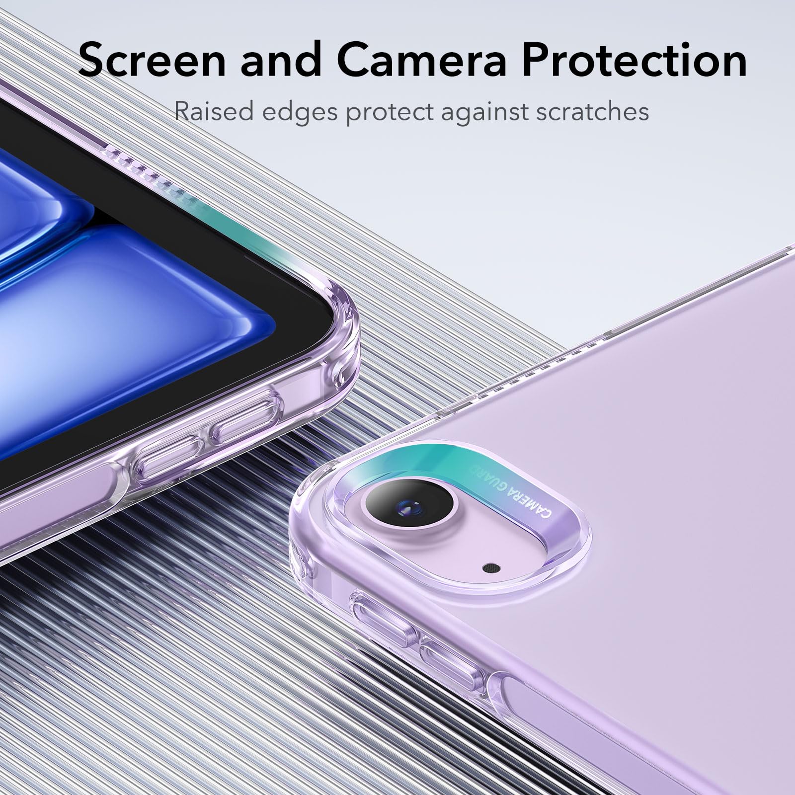 ESR iPad Air 11 Inch Case for M3/M2 (2025/2024) & 7th/6th/5th/4th Gen (2022/2020) - Slim Lightweight Protective Cover with Anti-Yellowing Clear Back, Compatible with Apple Pencil Pro & USB-C Pencil (Clear Purple) - Perfect for Work, School & Travel