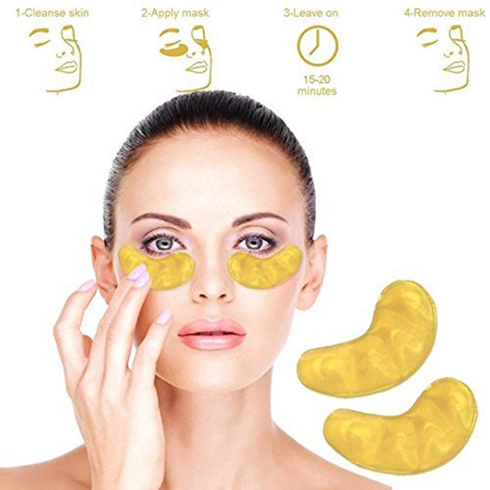 50 Pairs 24K Gold Eye Mask with Collagen & Crystal Gel - Anti-Aging, Moisturizing, Reduces Dark Circles, Puffiness & Wrinkles - Natural Eye Pads for Spa, Night Care & Travel Skincare Routine