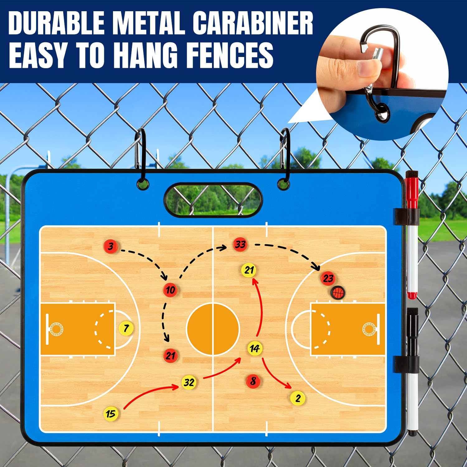 Magnetic Coaching Clipboard - Double-Sided Dry Erase Whiteboard for Basketball, Soccer & Football | Half & Full Court Play Diagrams | Includes Markers | Perfect Coach Gift for Training Sessions & Game Strategies