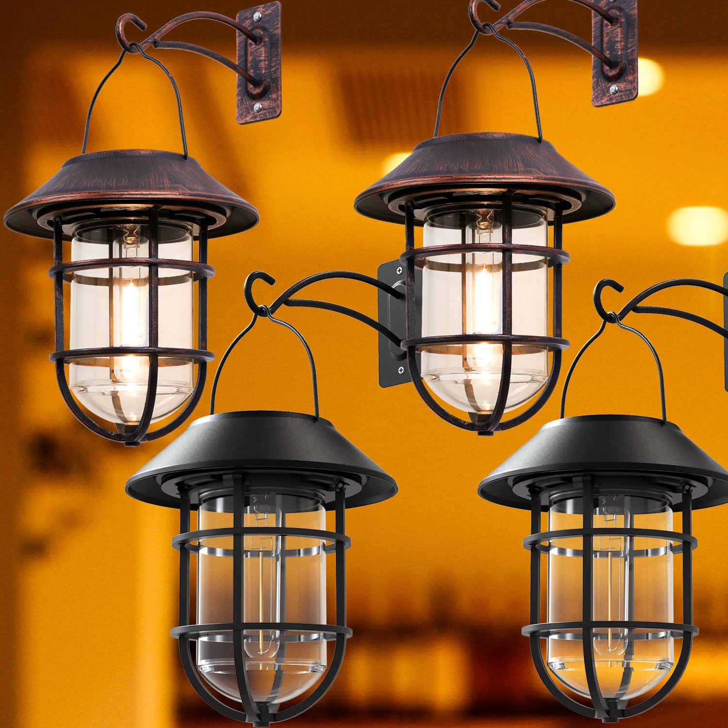 Solar Powered Outdoor Lantern - Waterproof Metal Garden Lights for Patio, Yard, Pathway & Camping Decor