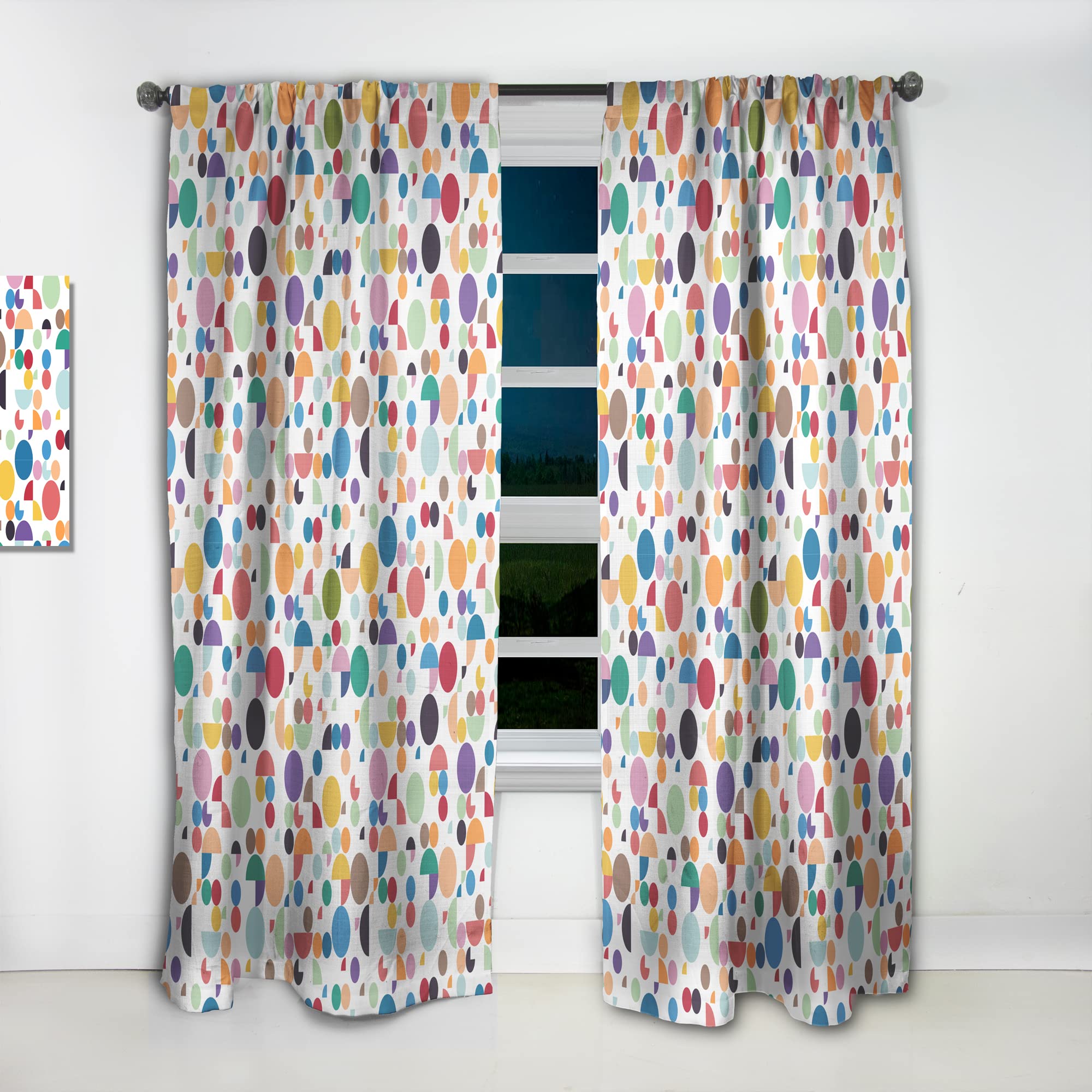 DesignQ Retro Abstract Geometric Pattern Thermal Insulated Curtains - Single Panel 52x95 Inch - Blackout Drapes for Bedroom & Living Room - Perfect for Modern Home Decor & Sun Protection