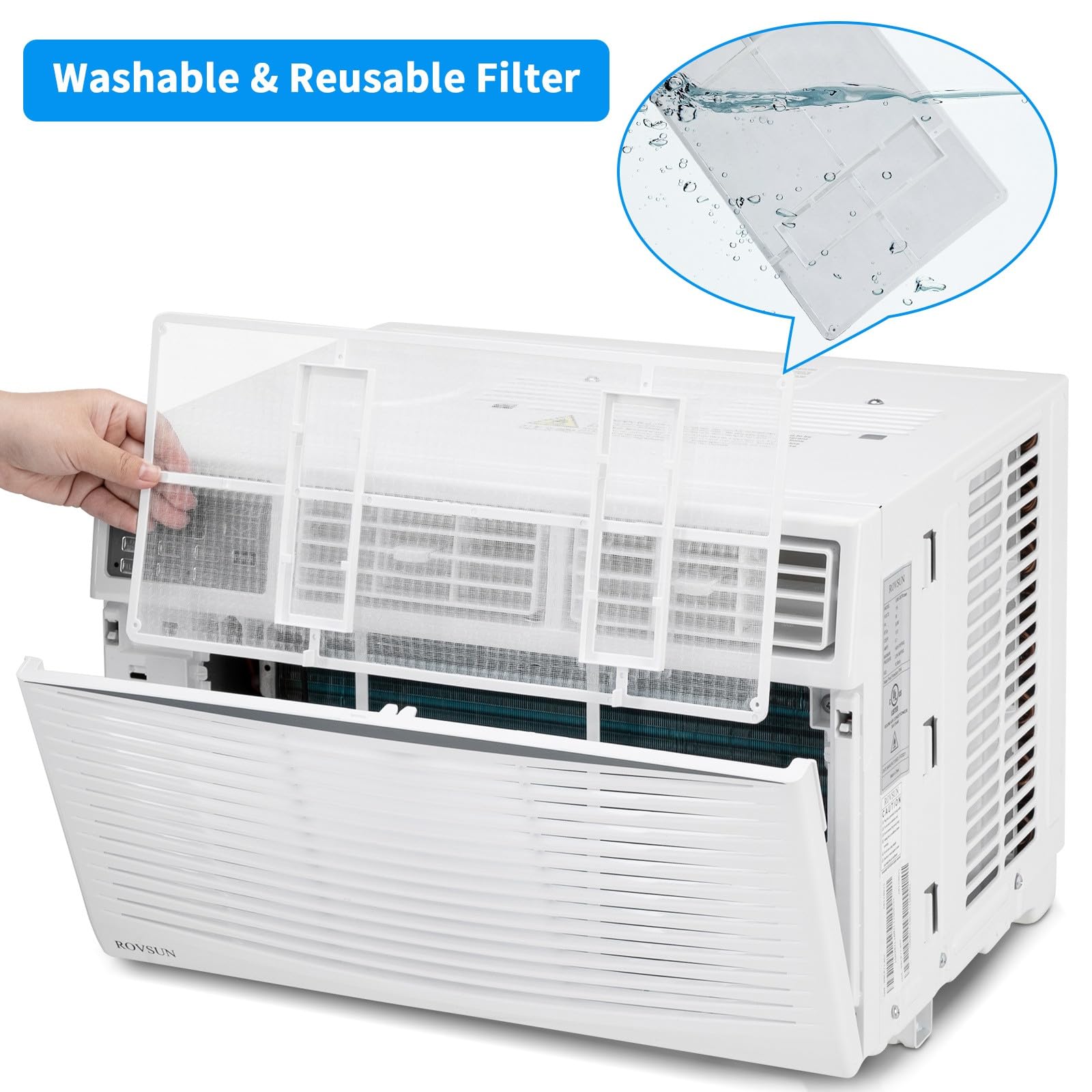 Bonnlo 8000 BTU Smart WiFi Window Air Conditioner - Energy Efficient Room AC Unit with Remote Control & Timer, Cools Up to 350 Sq.Ft (115V/60Hz, White) - Perfect for Bedrooms, Offices & Small Apartments
