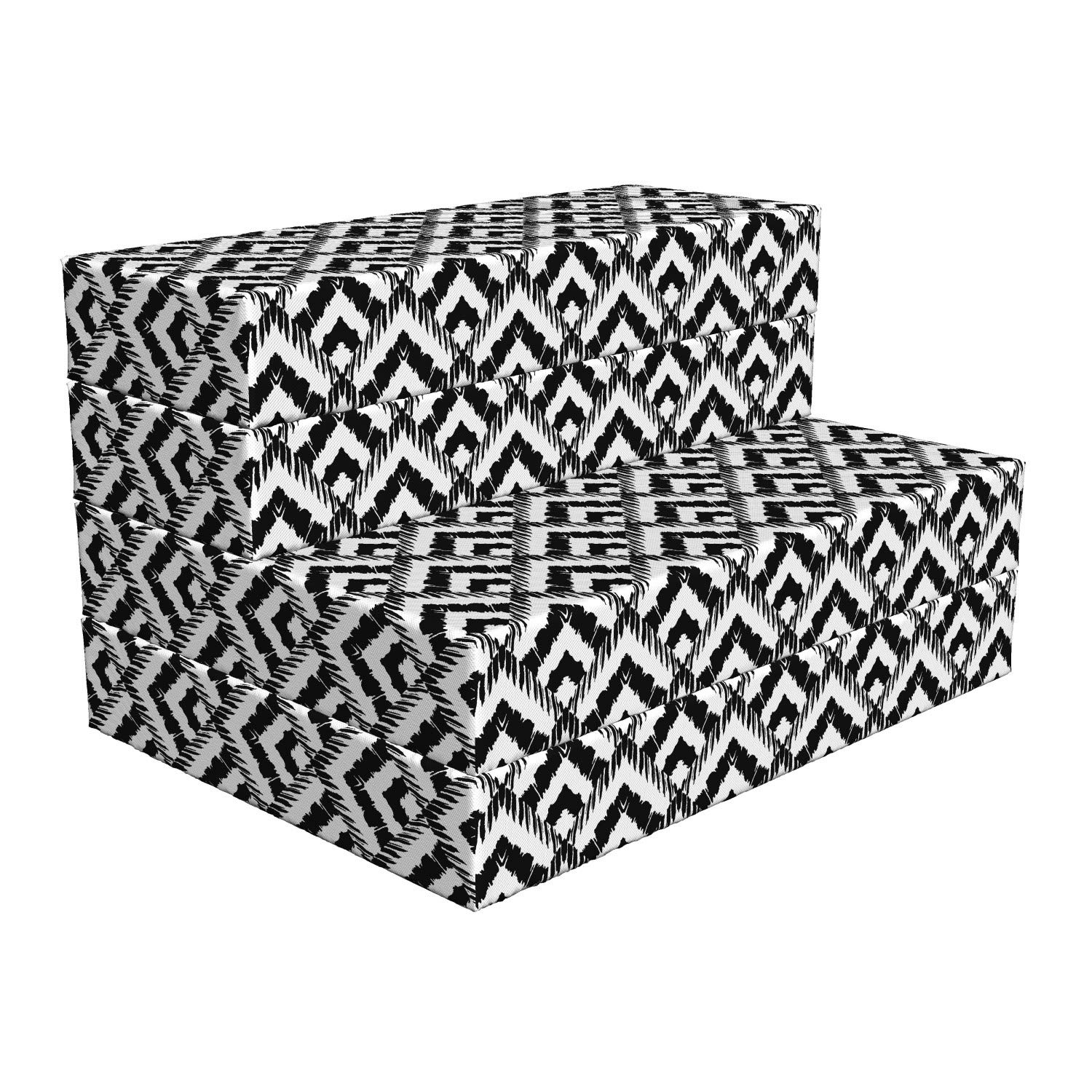 Ambesonne Black and White Foldable Mattress - Chevron Lines Design, 74.8