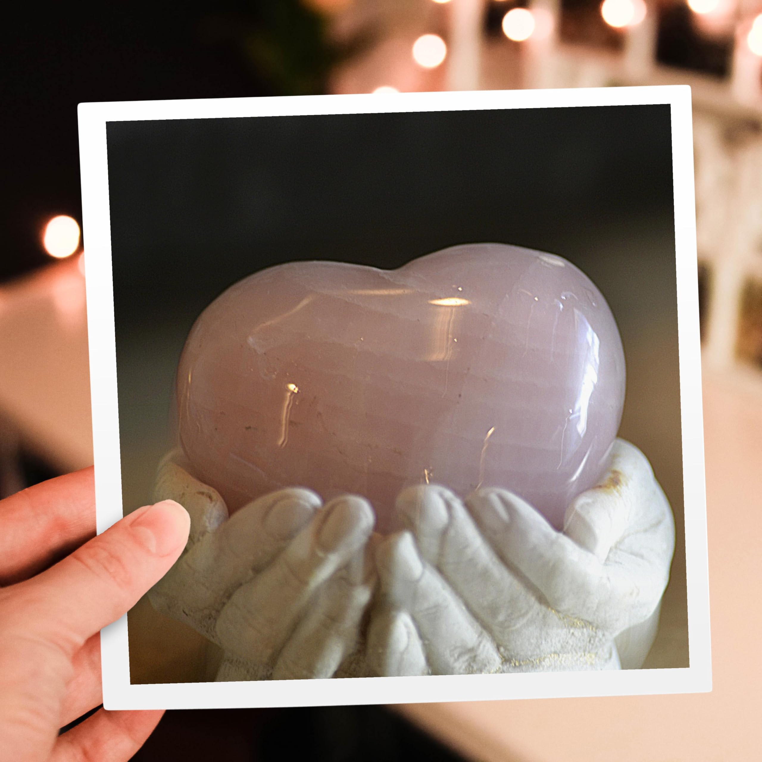 12 Pack Greeting Cards - Pink Rose Quartz Heart in Hands Inspirational Photography by Sanders | Perfect for Birthdays, Thank You Notes & Special Occasions