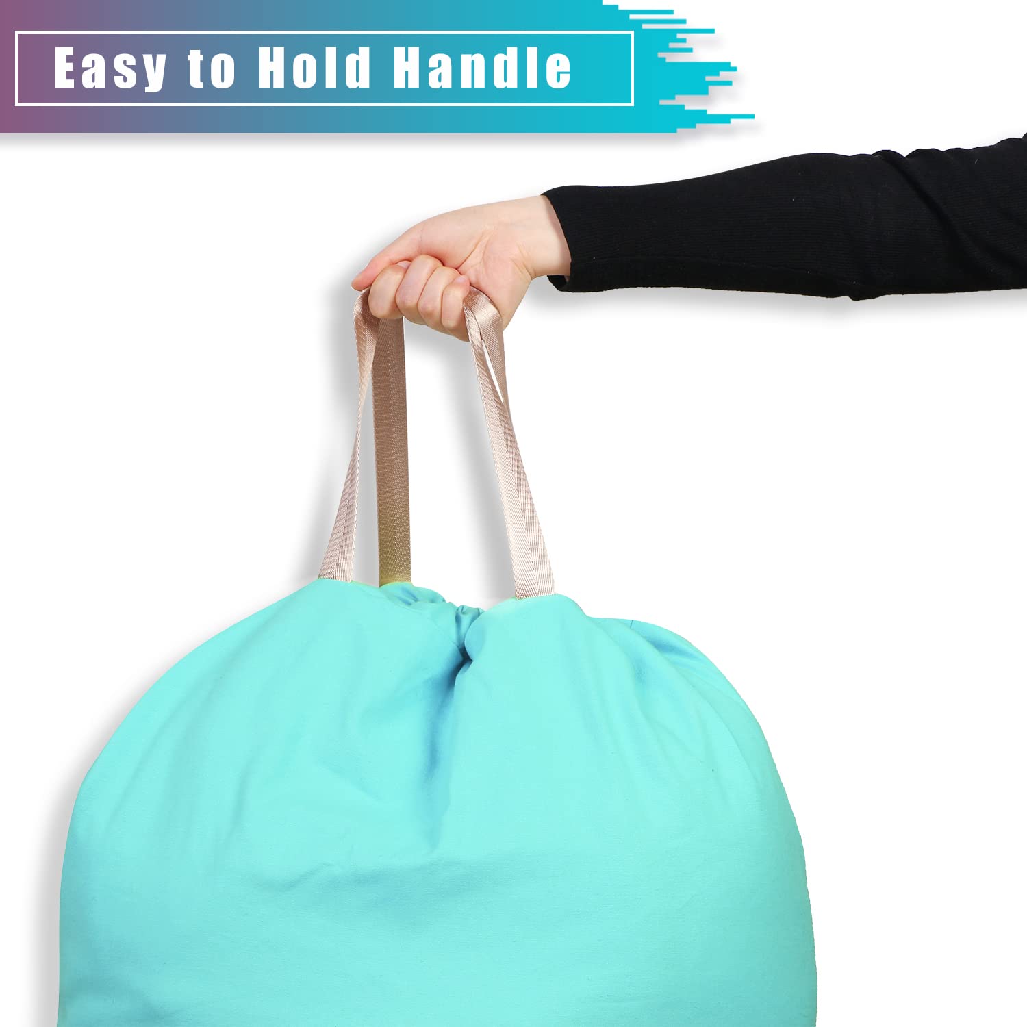 LOLOMLO Extra Large Heavy Duty Canvas Laundry Bag with Handles & Drawstring Closure - 25.5