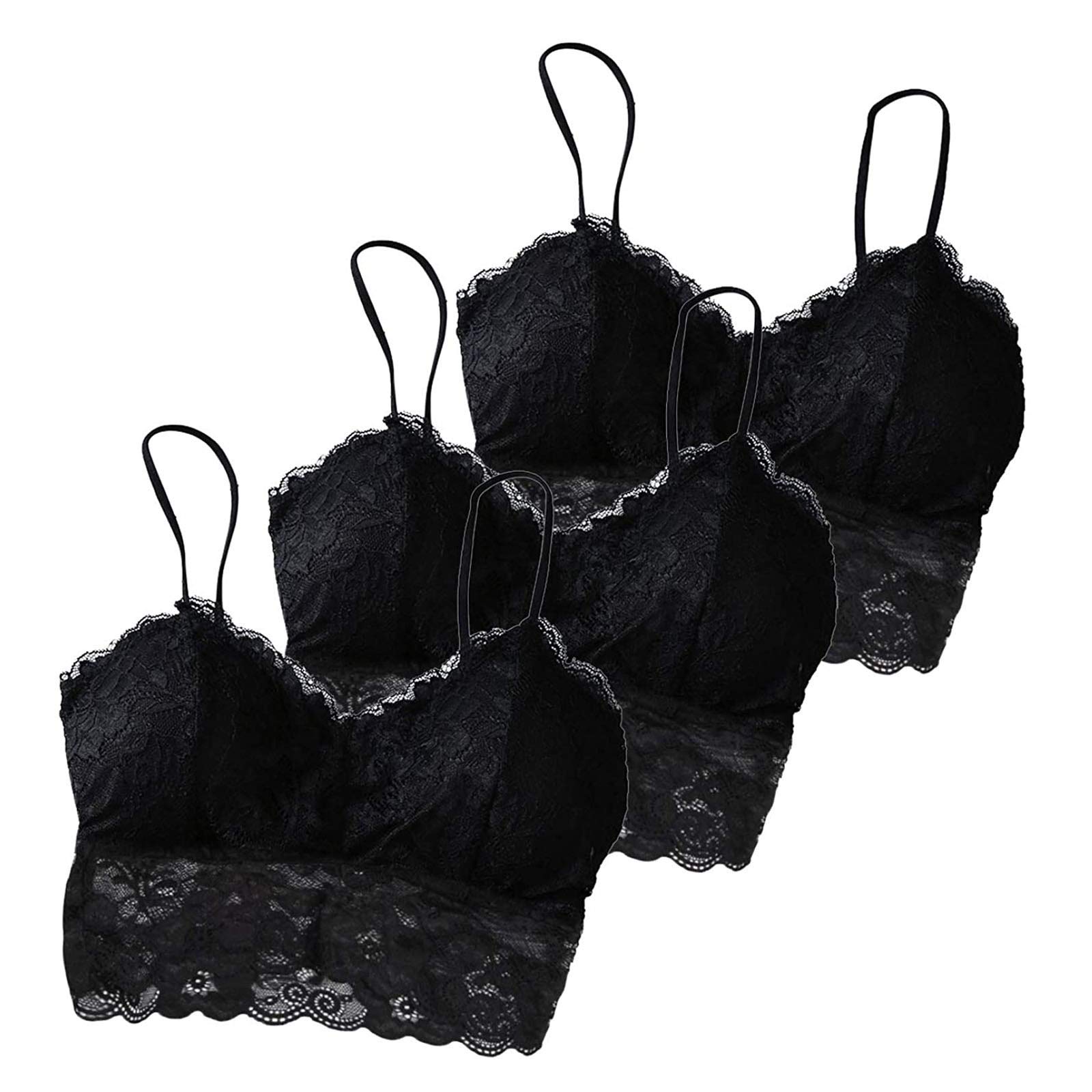 3-Piece Women's Sexy Lace Crisscross Bandeau Vest with Chest Pads - Sports Underwear & Nightwear for Sleep, Lounge & Intimate Moments - Black