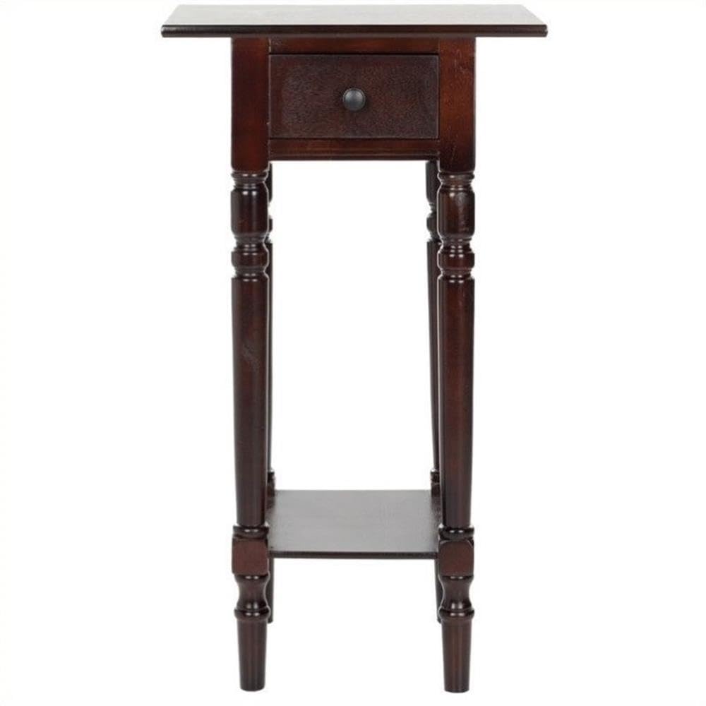 Dark Cherry Wood End Table Set of 2 - Modern Side Table for Living Room, Bedroom & Office - Home Square Solid Wood Nightstand with Storage Shelf