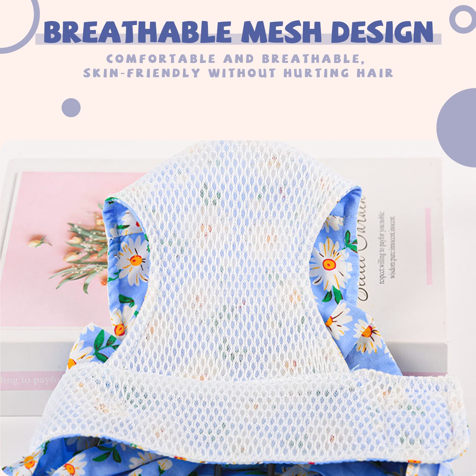 Cute Daisy Floral Dog Dress with Bowknot Harness & Leash Set - Breathable Spring Summer Outfit for Small Dogs & Cats (Blue, Medium) | Perfect for Puppy Princess Costumes, Pet Fashion & Outdoor Adventures