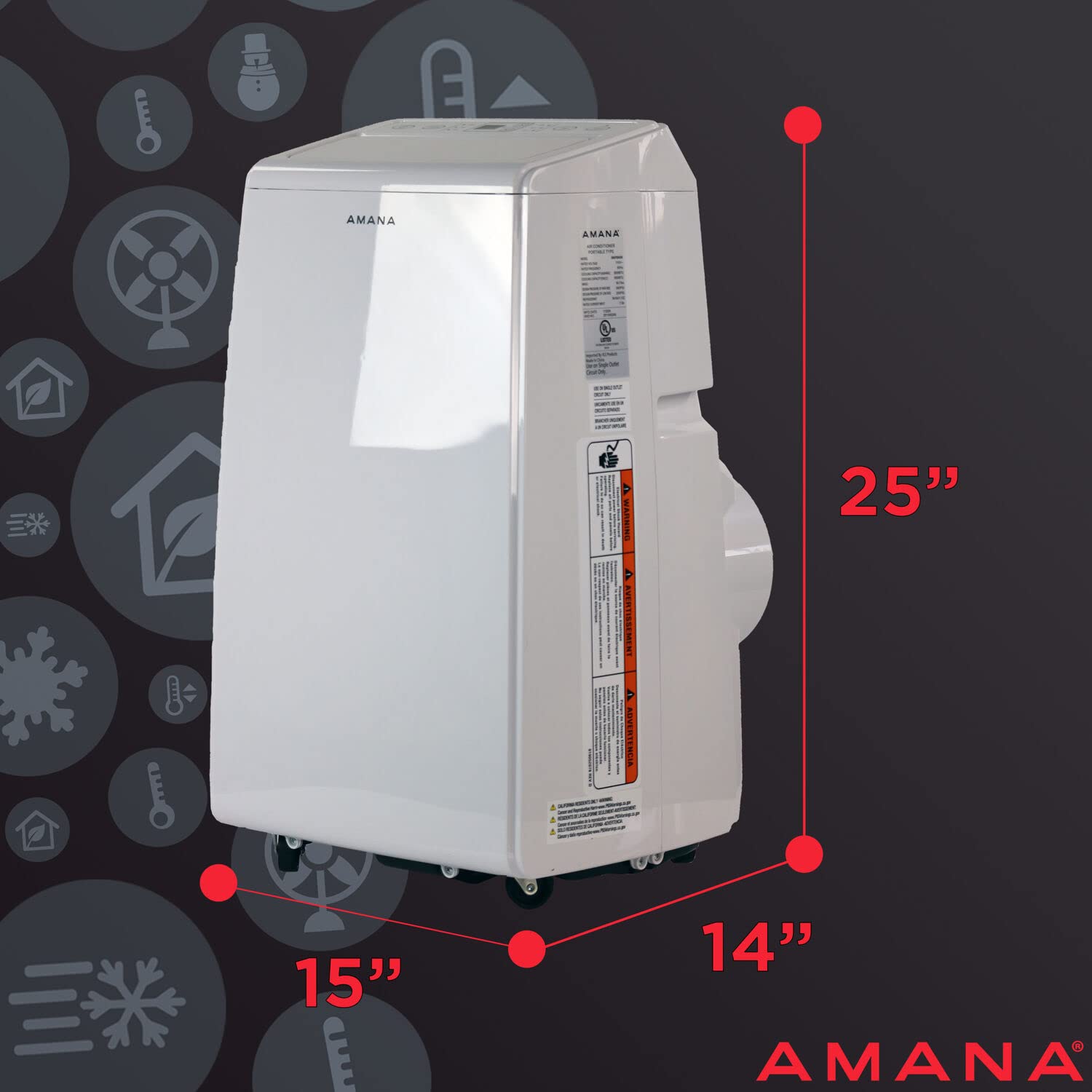 AMANA 8000 BTU (5500 BTU DOE) Portable Air Conditioner with Remote Control - White (AMAP084AW) for Bedroom, Office & Small Spaces Cooling