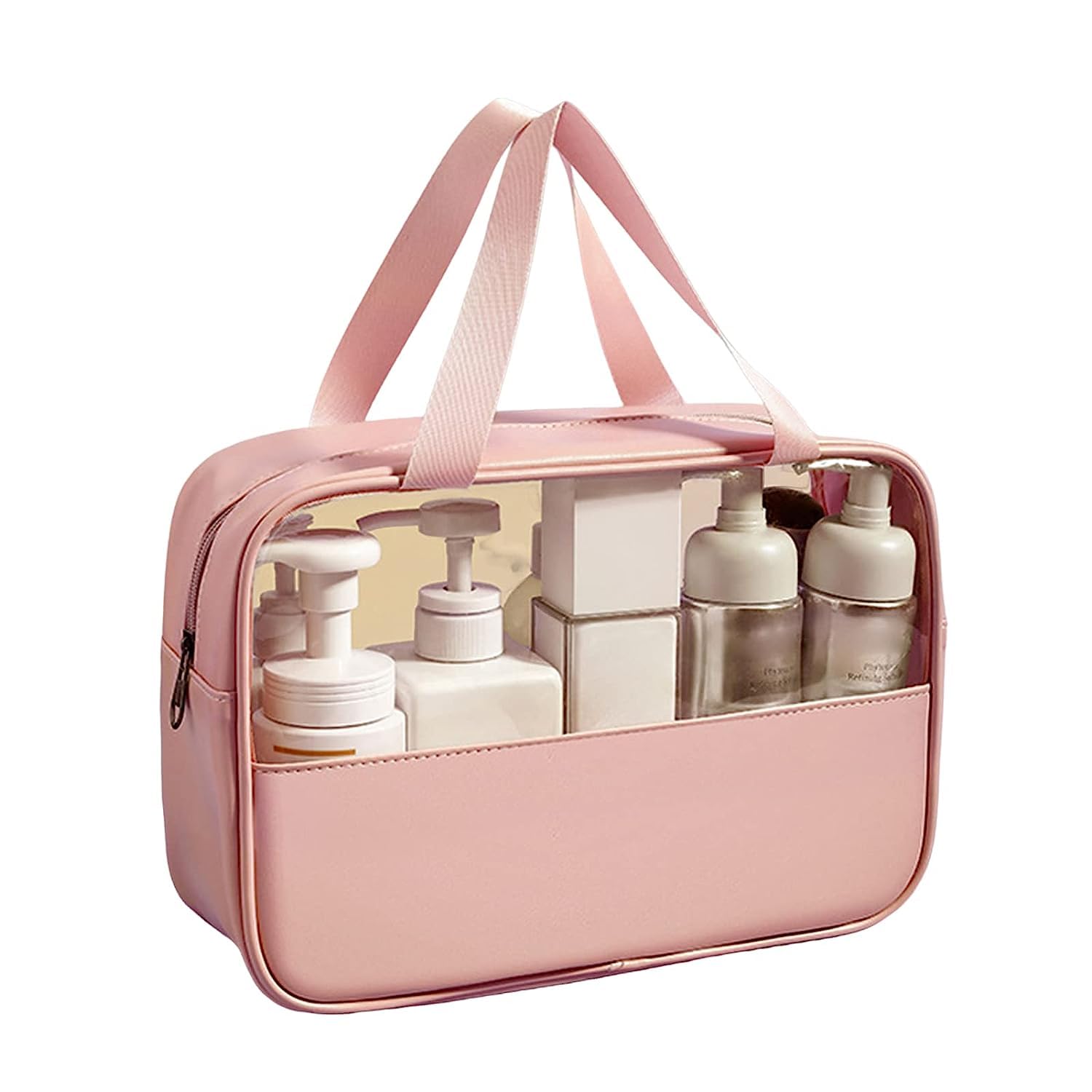 Bloriza Waterproof Clear PVC Zippered Tote Bag - Candy Color Patchwork Cosmetic Travel Organizer | Multicolor | Perfect for Beach Trips, Gym Essentials & Daily Commute