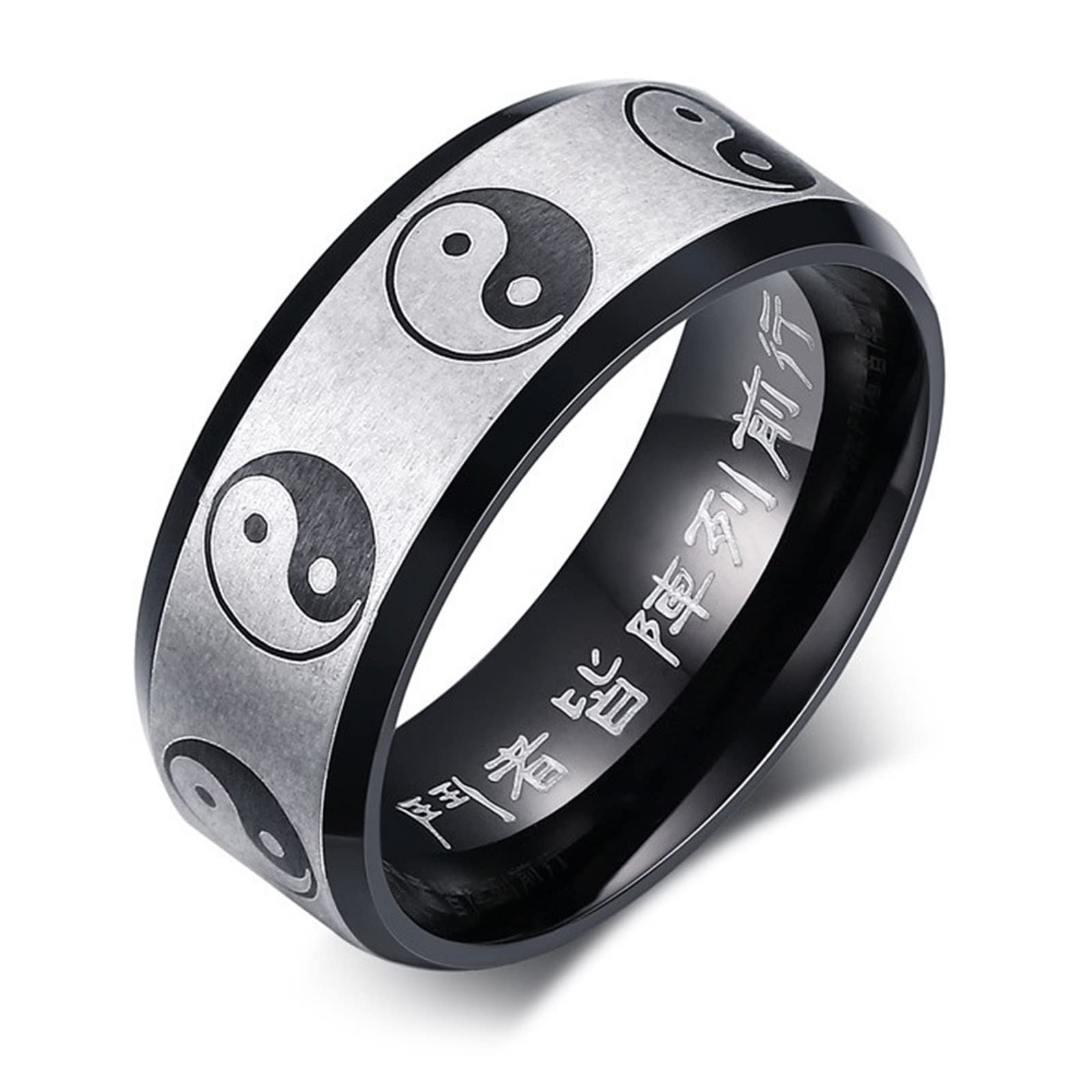 Vintage Tai Chi Yin Yang Stainless Steel Rings for Men - Black Steel Gay Engagement, Wedding & Anniversary Bands - Perfect for Couples, Spiritual Gifts & Unique Jewelry Collections