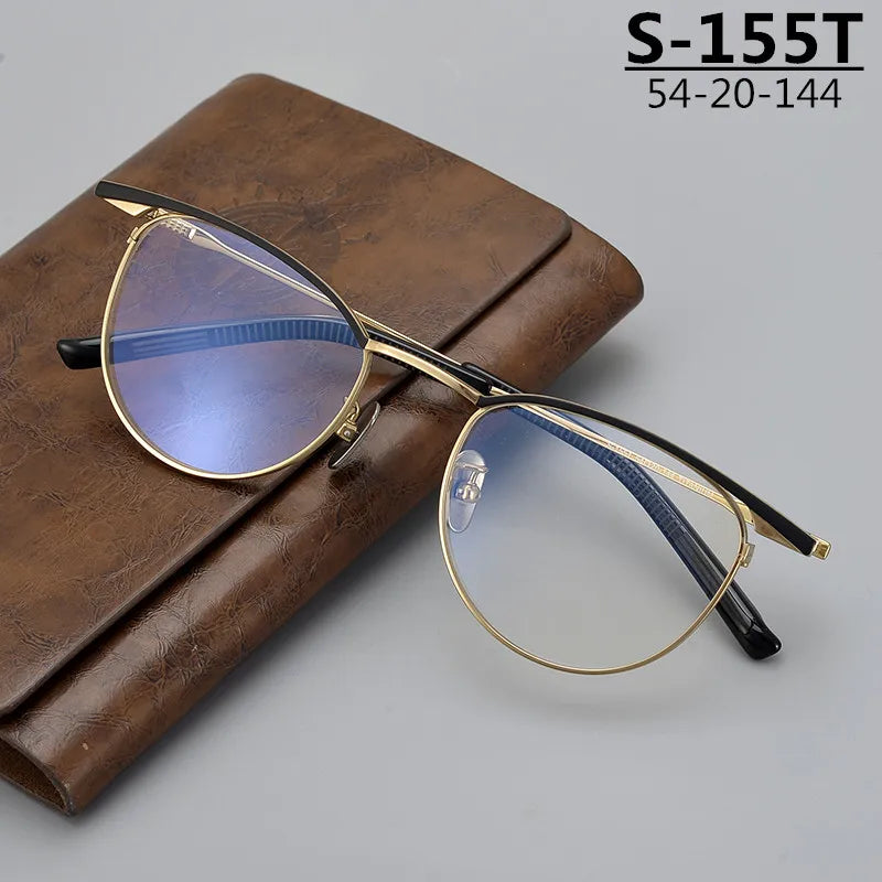 Aimee Unisex Full Rim Brow Line Oval Titanium Eyeglasses 19155 - Lightweight Durable Frame for Men & Women - Perfect for Reading, Working & Fashion Accessories