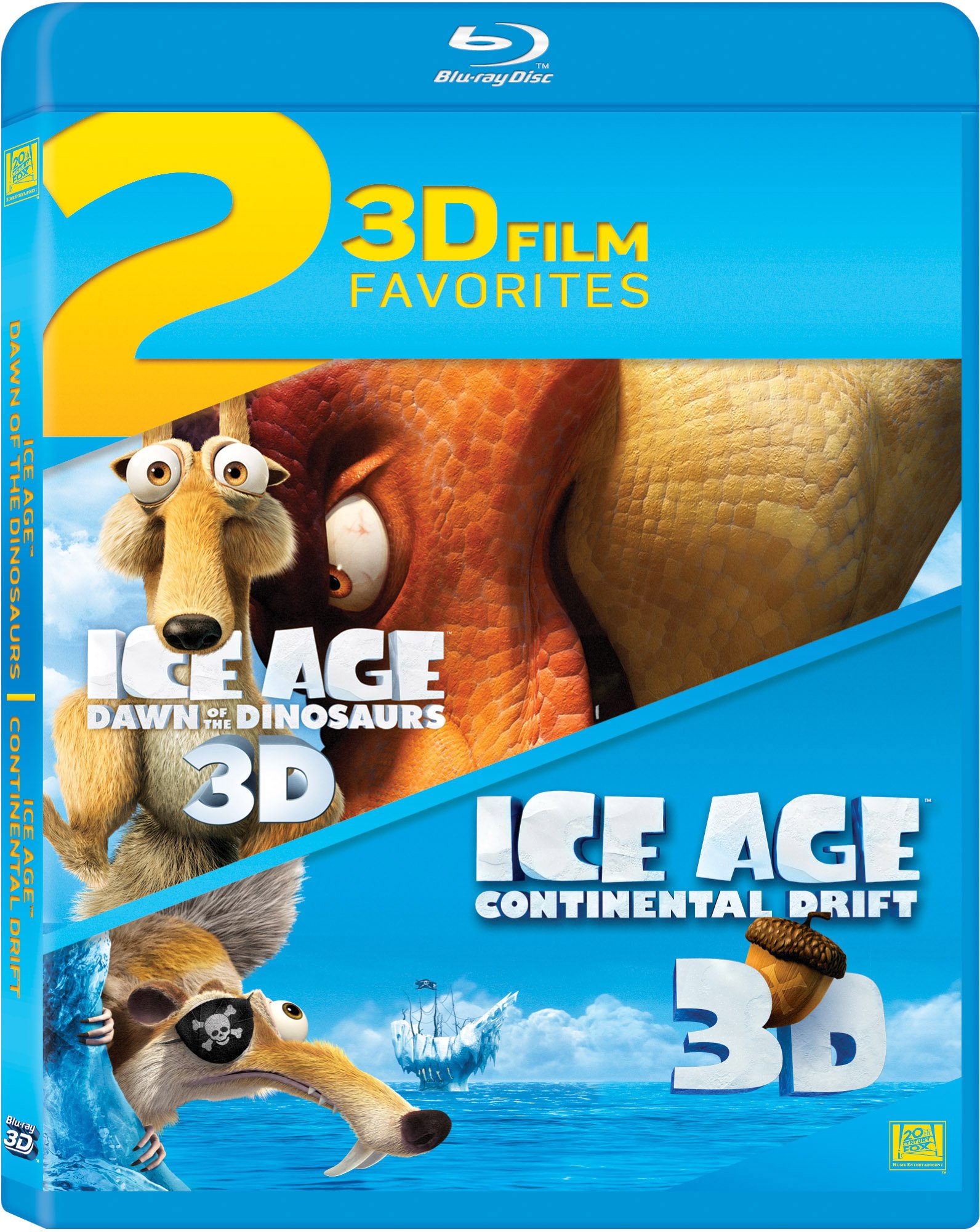 Ice Age Dawn of the Dinosaurs & Continental Drift Blu-ray Movies - Family Friendly Animated Adventure Films for Kids Movie Night