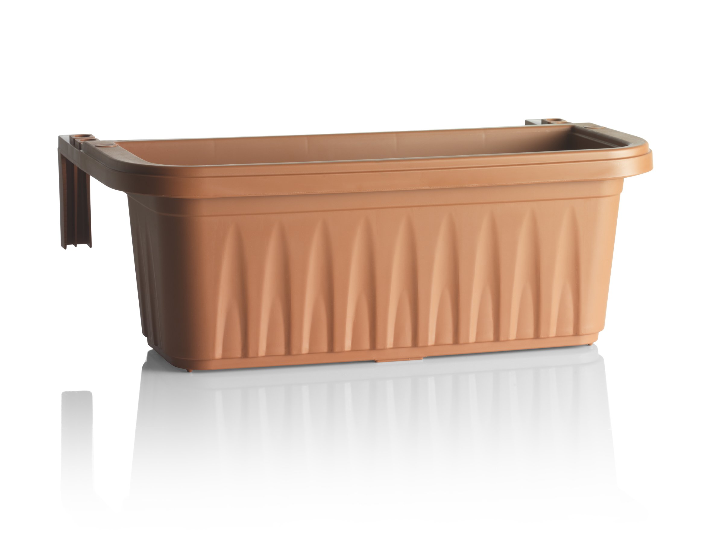 Apollo Exports International AP-30217-TC 20 Inch Adjustable Railing Planter - Terra Cotta Flower Box for Balcony, Deck, Porch & Window Gardening