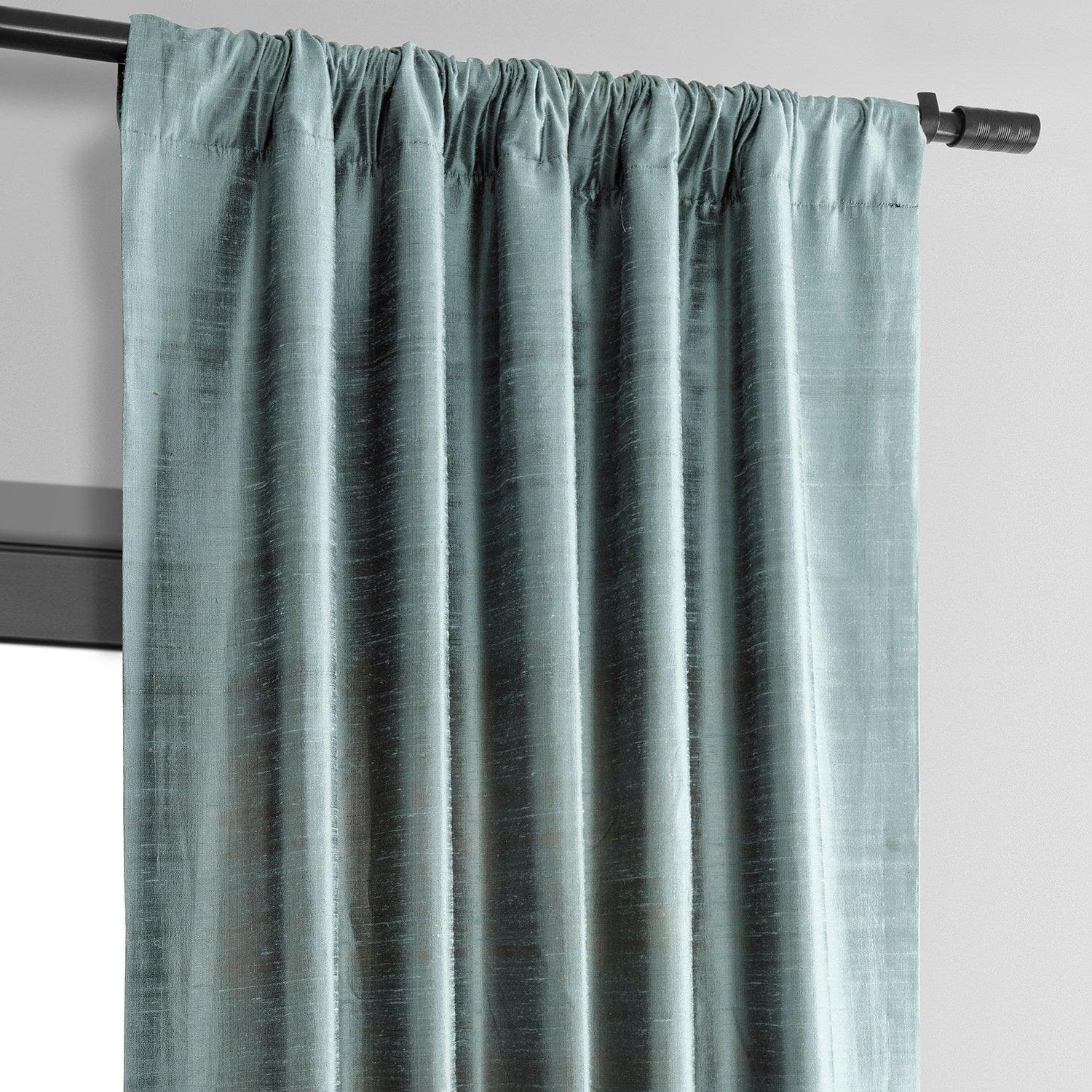 Elegant Mood Blue Textured Dupioni Silk Blackout Curtains for Bedroom & Living Room - Light Blocking, Noise Reducing Window Drapes for Home Decor
