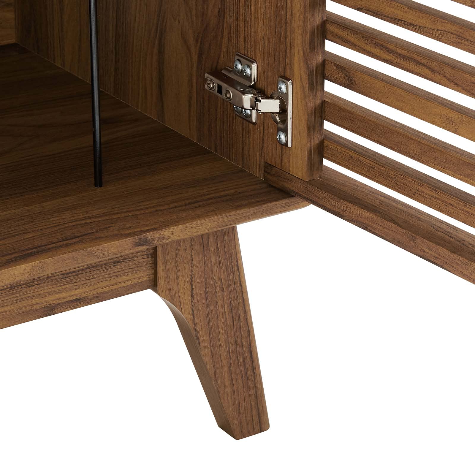 Modern Brown Walnut Wood Sofa Side Table Display Stand - Contemporary End Table for Living Room, Lounge, Hotel & Hospitality Decor