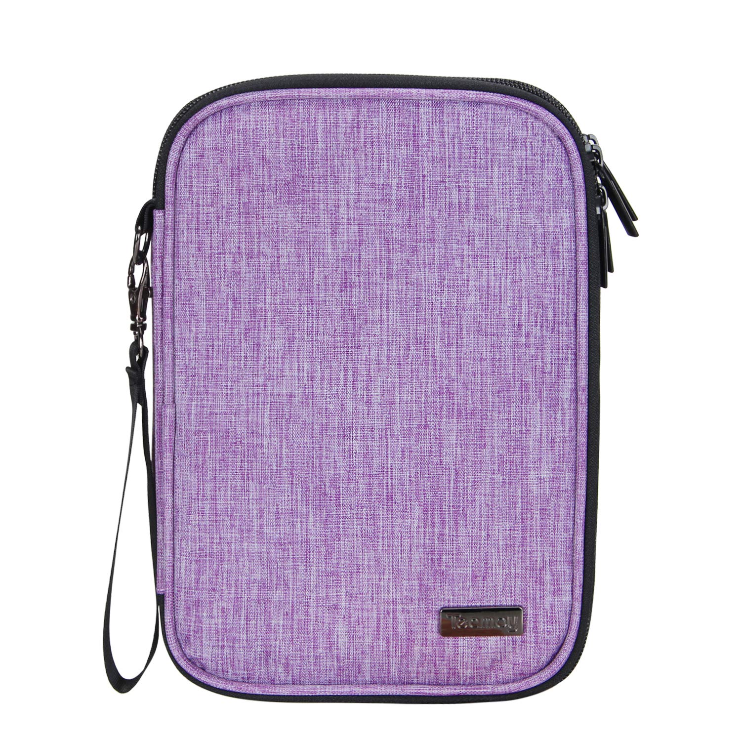Teamoy Professional Travel Makeup Brush Organizer Bag - Medium Purple Cosmetic Case with Handle Strap (Fits 8.8