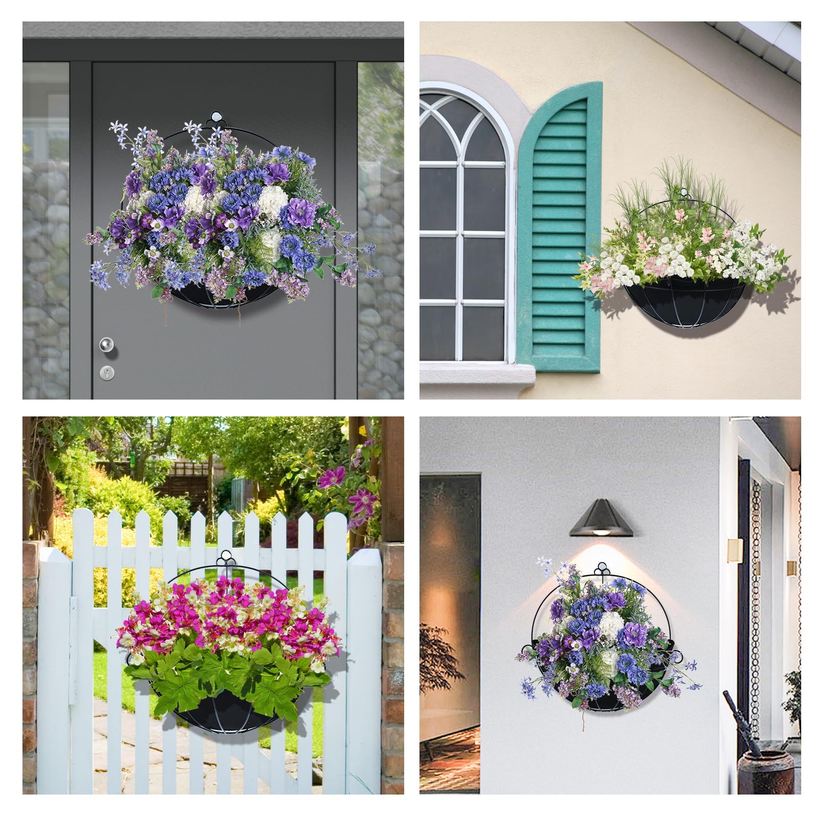 3PCS 14 Inch Half Round Planter Liners - Breathable Fabric Flower Basket Liners, Black Felt Liner for Wall Hanging Baskets - Coconut Liner Alternative for Indoor/Outdoor Plants, Garden Decor