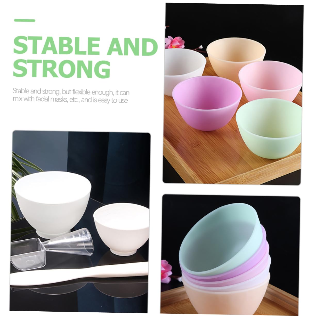 **Hemoton 5-Piece Silicone Cosmetic Mixing Bowls Set – Skincare Mask Mixing Containers with Pinch Design – Perfect for DIY Face Masks, Makeup, and Beauty Treatments – White**    *(Use Case: Ideal for mixing facial masks, creams, serums, and makeup products at home or in professional salons.)*