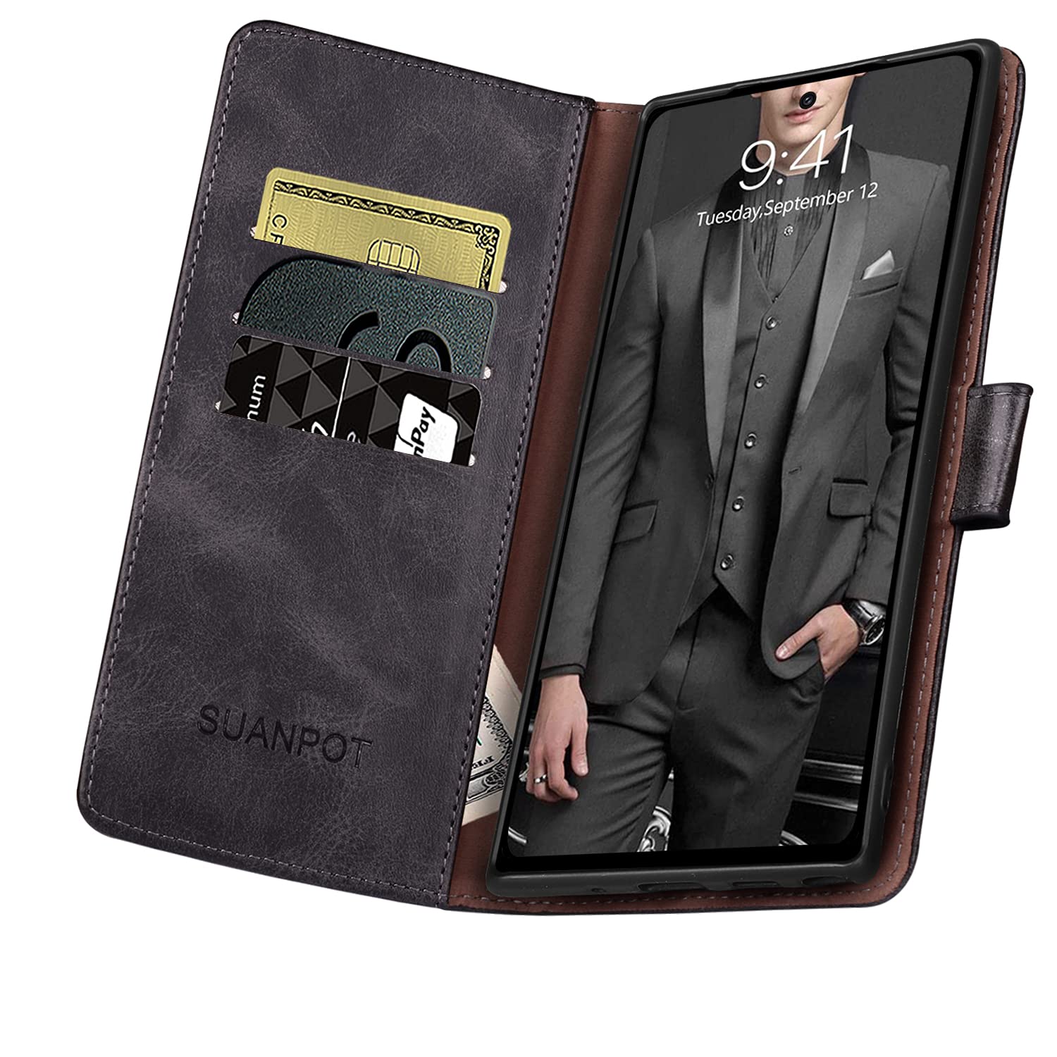 SUANPOT RFID Blocking Leather Wallet Case for Samsung Galaxy Note 10 (6.3