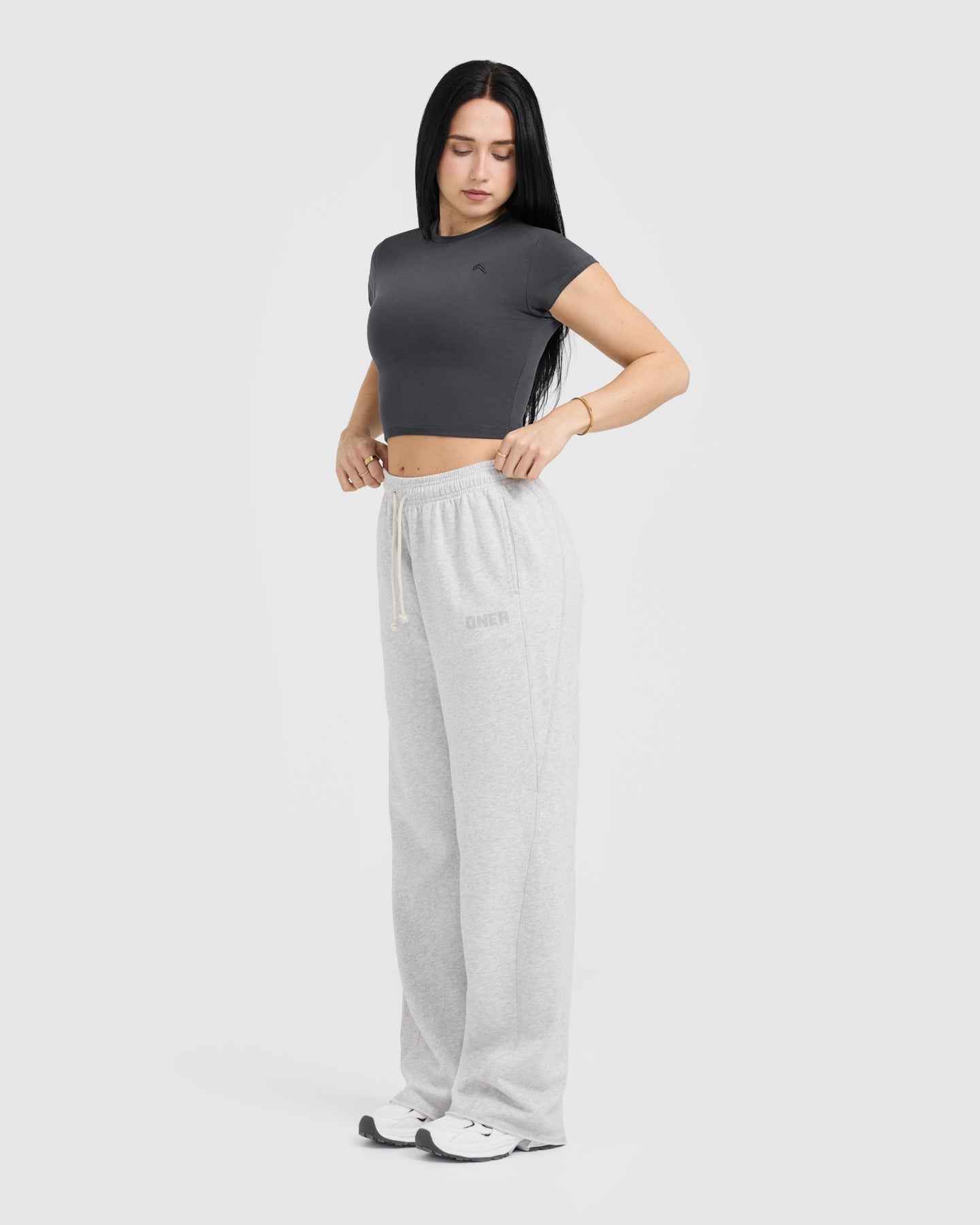 Raw Lounge Wide Leg Joggers for Women - Soft Light Grey Marl Sweatpants | Comfortable Loungewear for Yoga, Travel & Relaxation at Home