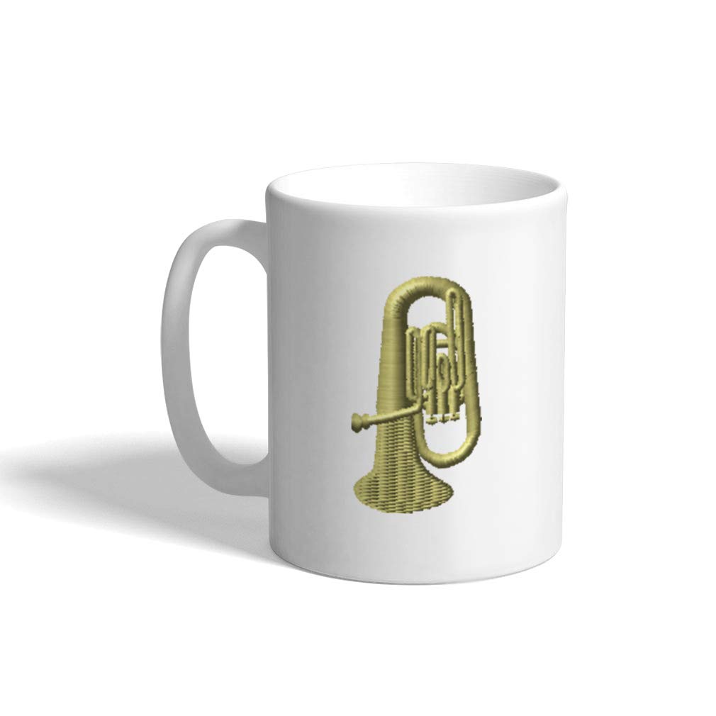 Funny Tuba Music Style Ceramic Coffee Mug - 11oz White Tea Cup for Musicians & Music Lovers | Perfect Gift for Band Members & Coffee Enthusiasts