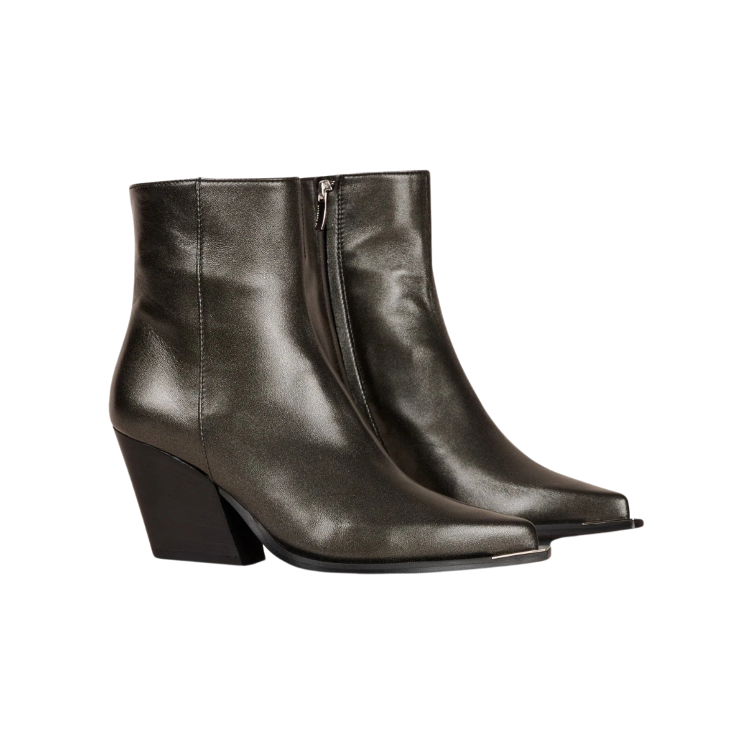Stylish Metallic Ankle Boots for Women - Fashionable Chunky Heel Booties for Fall & Winter - Perfect for Office, Party & Night Out