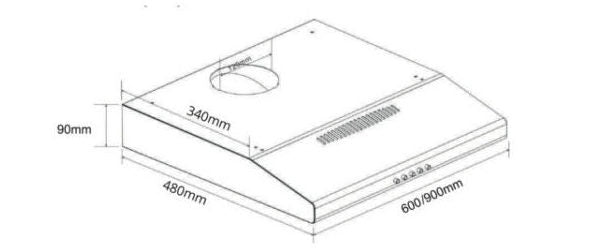 TCH9011TL 90CM Slimline Range Hood - Ultra-Thin Modern Kitchen Exhaust Fan for Apartments & Small Spaces | Perfect for Cooking, Grilling & Smoke Removal